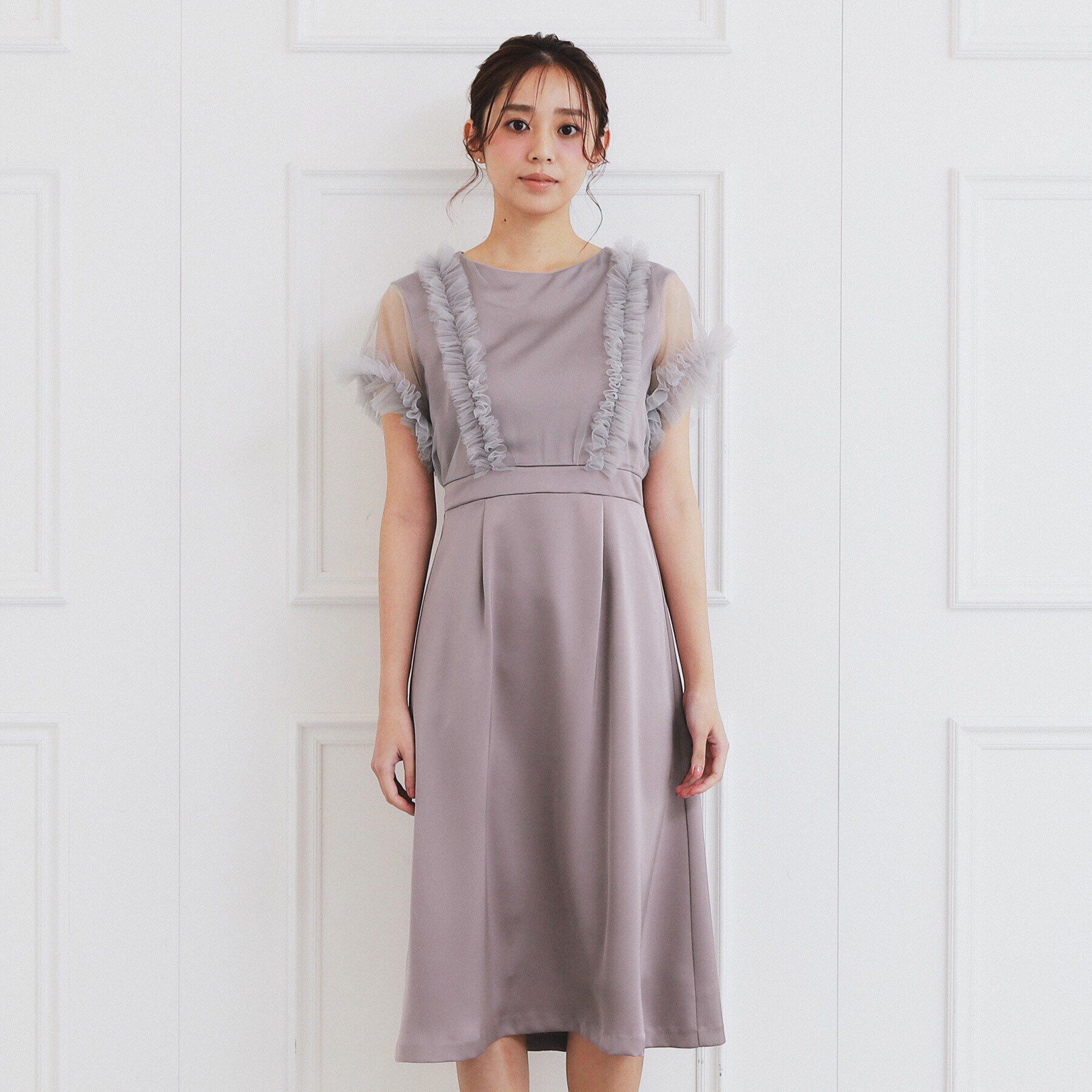 index「チュールフリルレイヤードサテンワンピース【洗濯機洗い可】」|ワンピース|