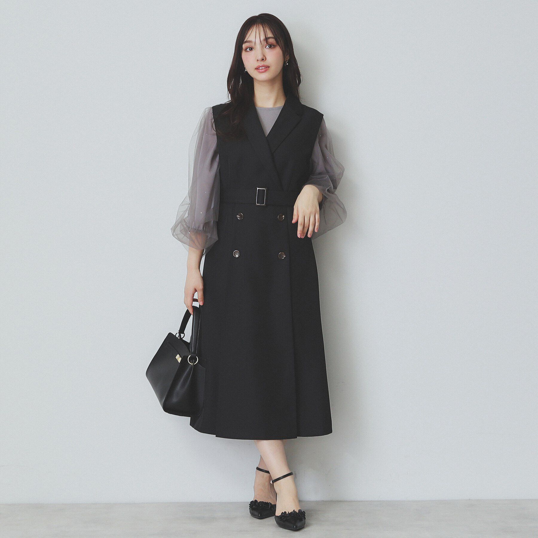 index「衿付きトレンチワンピース【洗濯機洗い可/防シワ/イージーアイロン】」|ワンピース|
