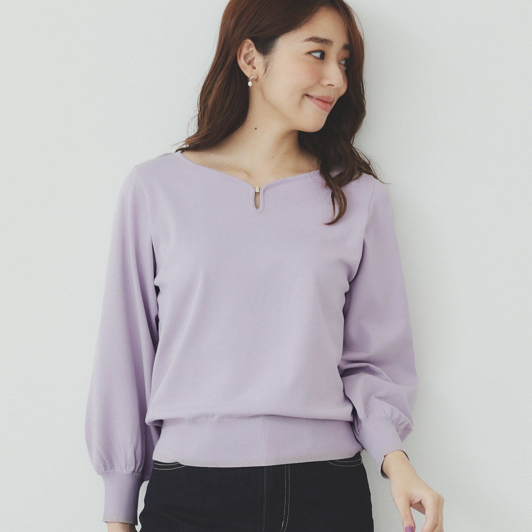 index「パーツ付きハートネックニットトップス【洗濯機洗い可】」|ニット・セーター|