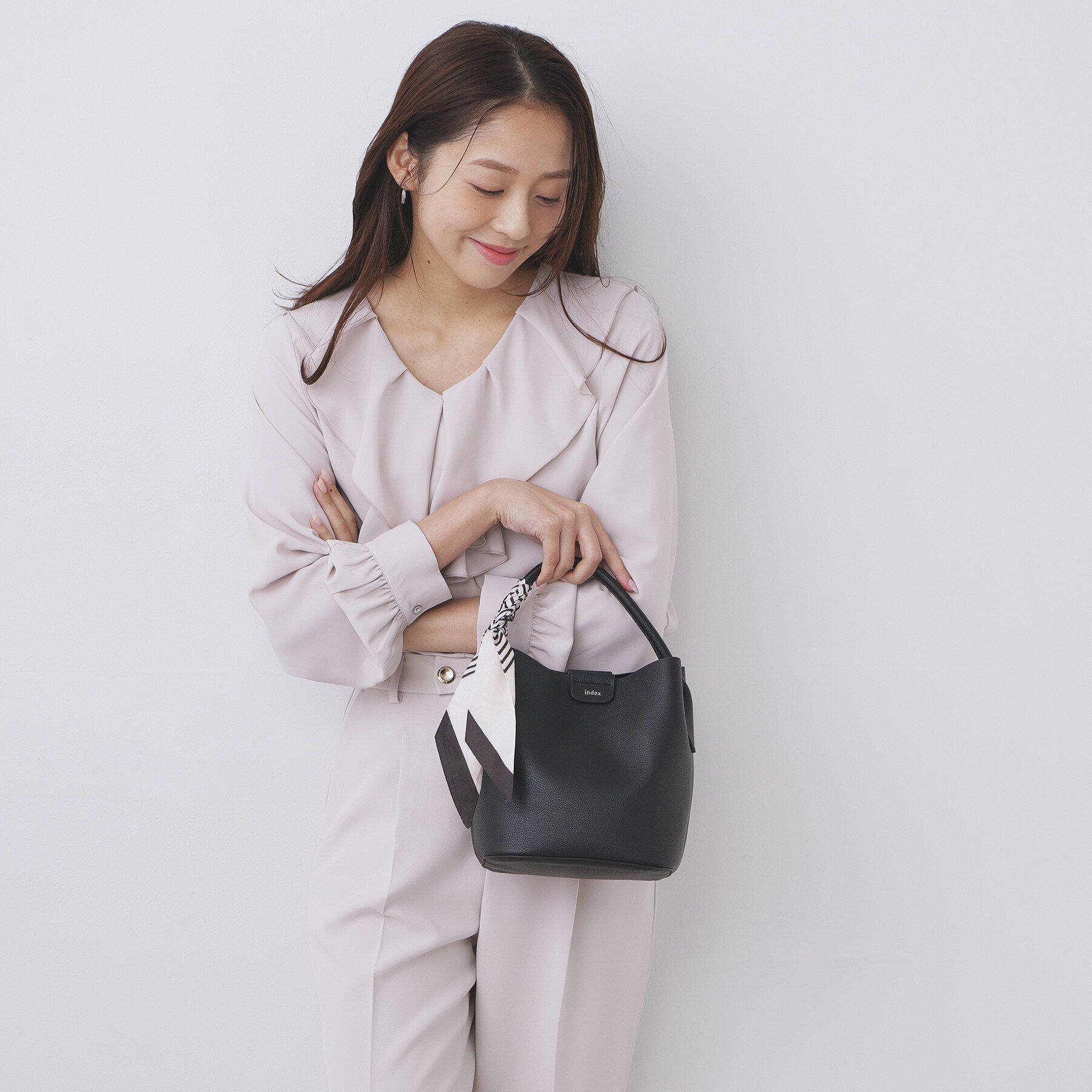 index「ストライプスカーフ付きミドルバッグ【2WAY】」|トートバッグ|