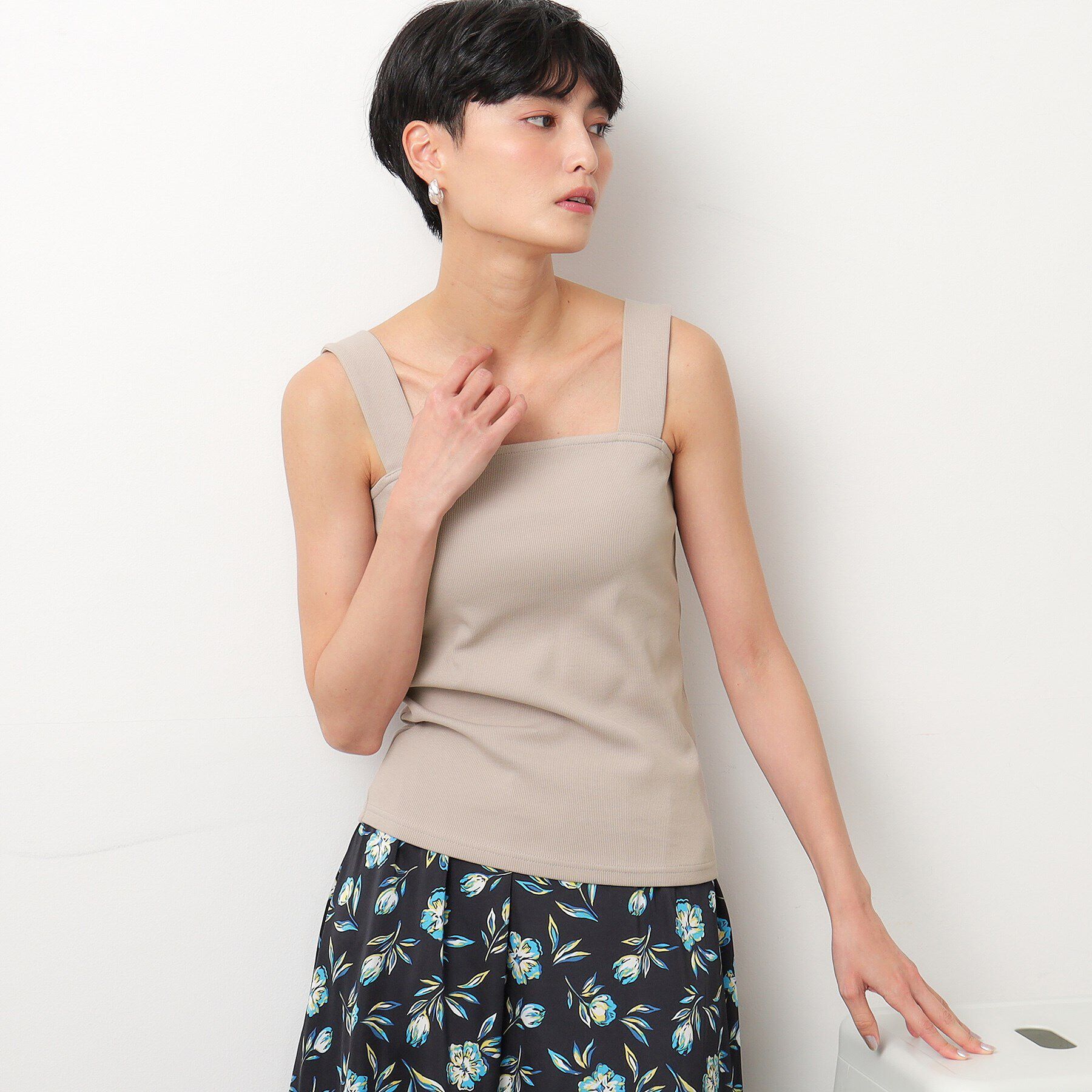 OPAQUE.CLIP「ワイドストラップリブキャミソール【ストレッチ/洗濯機洗い可】」|キャミソール|キャメルブラウン(0