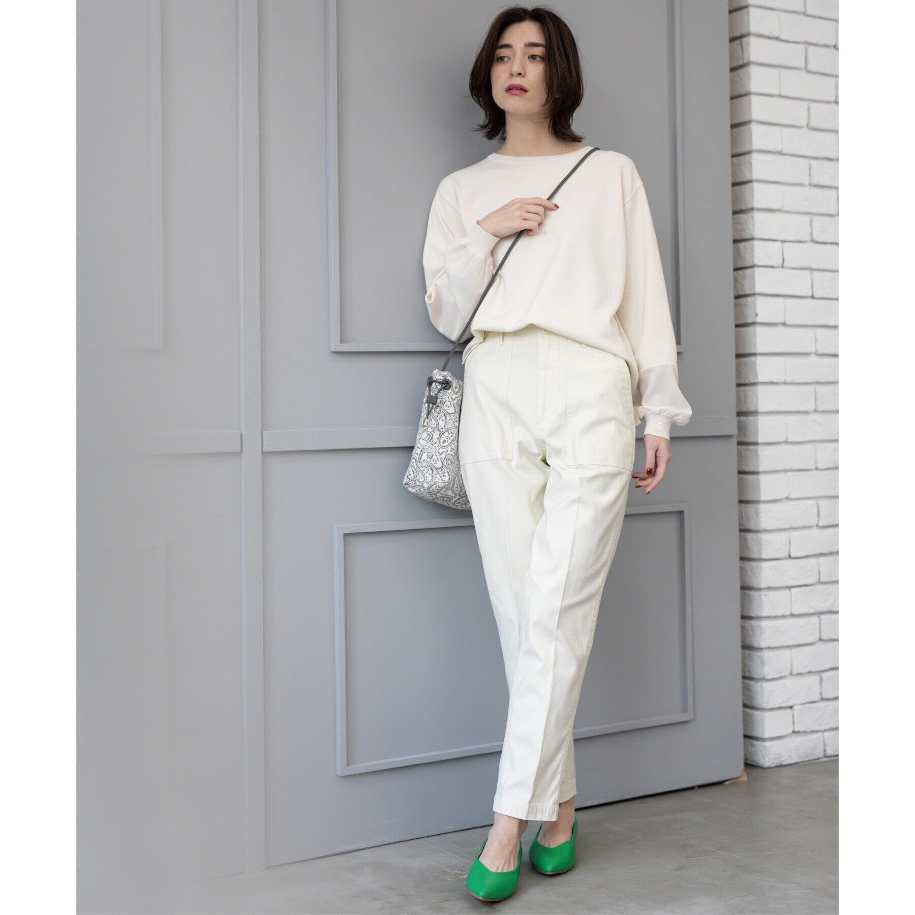 OPAQUE.CLIP「ジョーゼット切替スリーブニット【洗濯機洗い可】」|ニット・セーター|