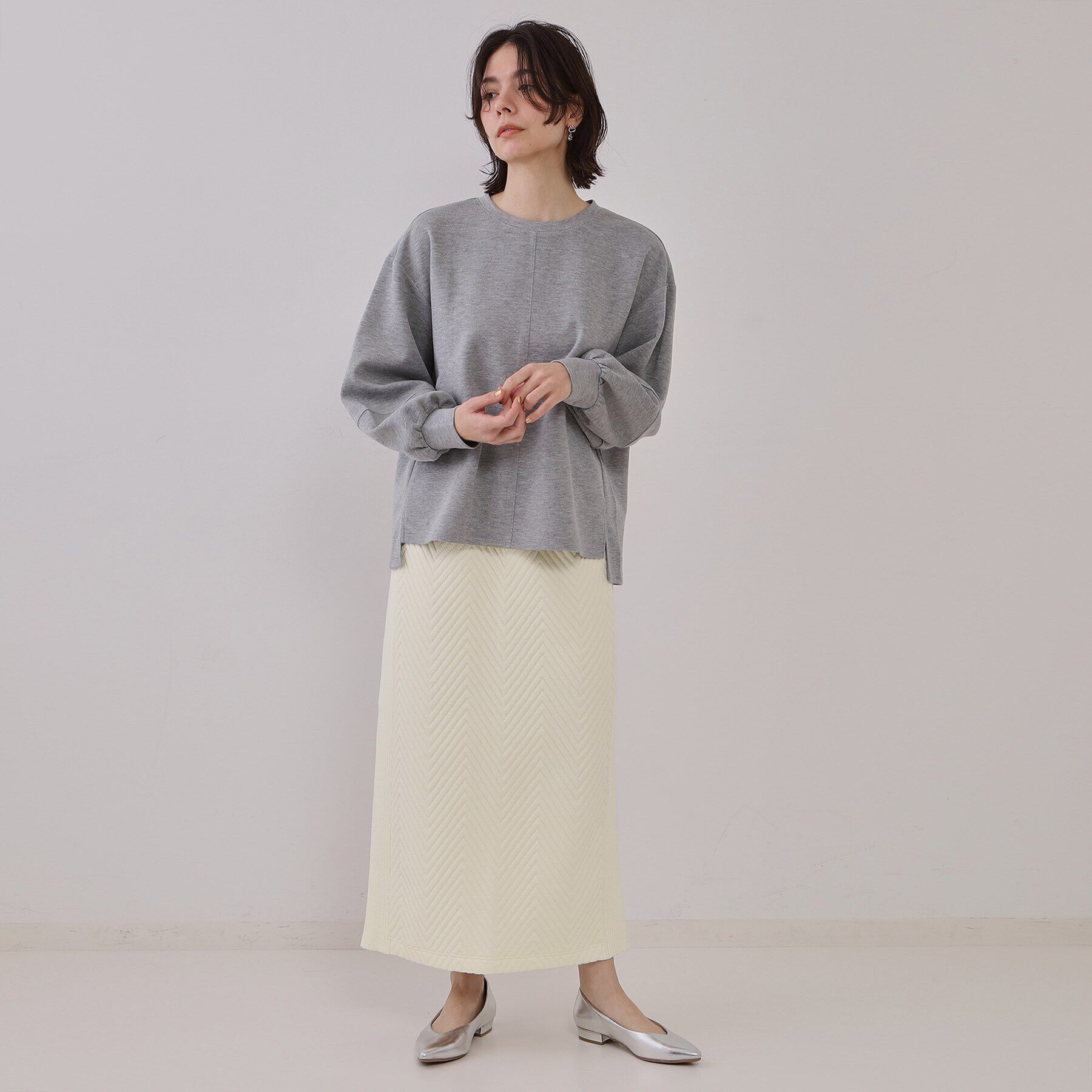 OPAQUE.CLIP「キルトジャカードナロースカート/セットアップ対応【洗濯機洗い可】」|スカート|
