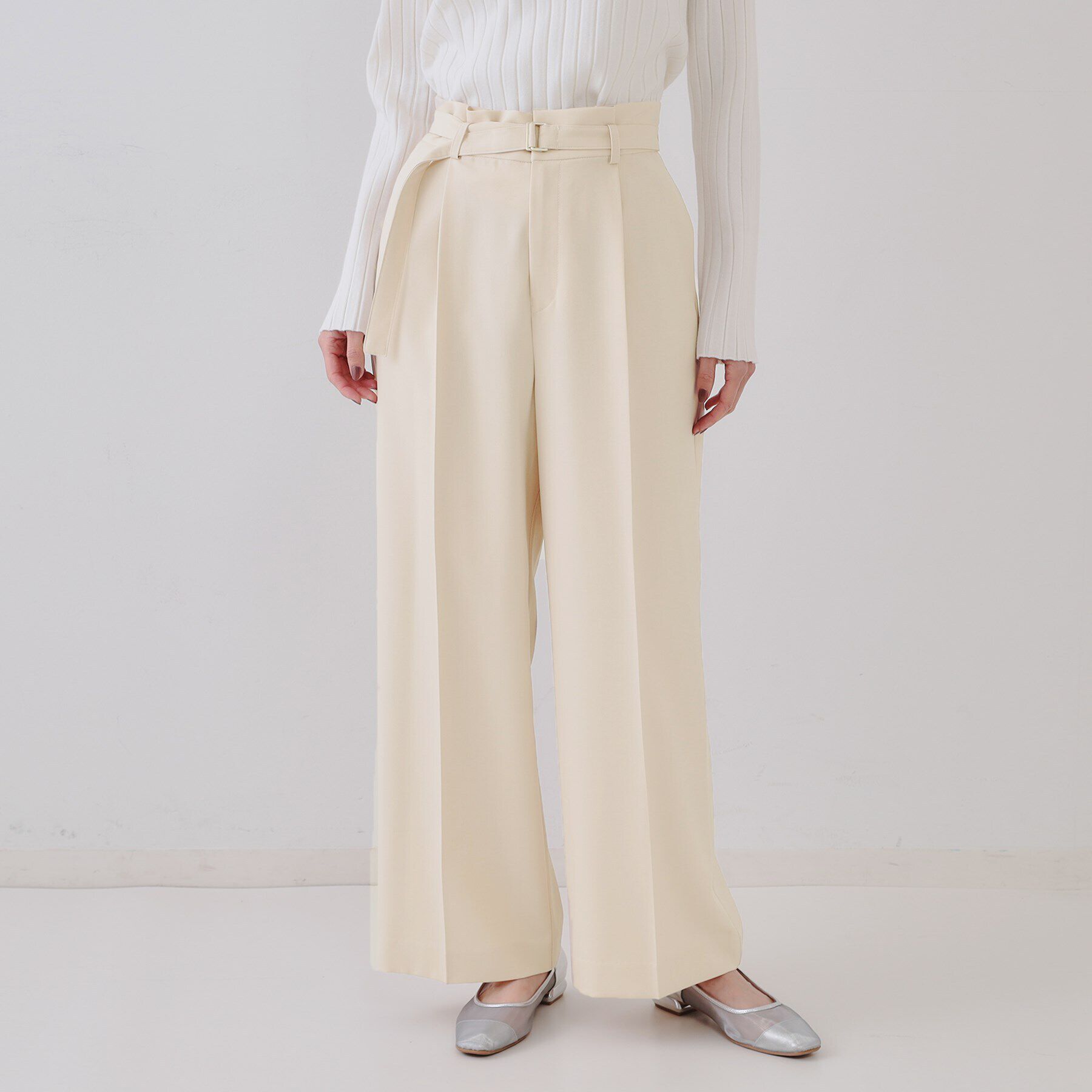 OPAQUE.CLIP「ベルト付きタックワイドパンツ/セットアップ対応【洗濯機洗い可】」|その他|