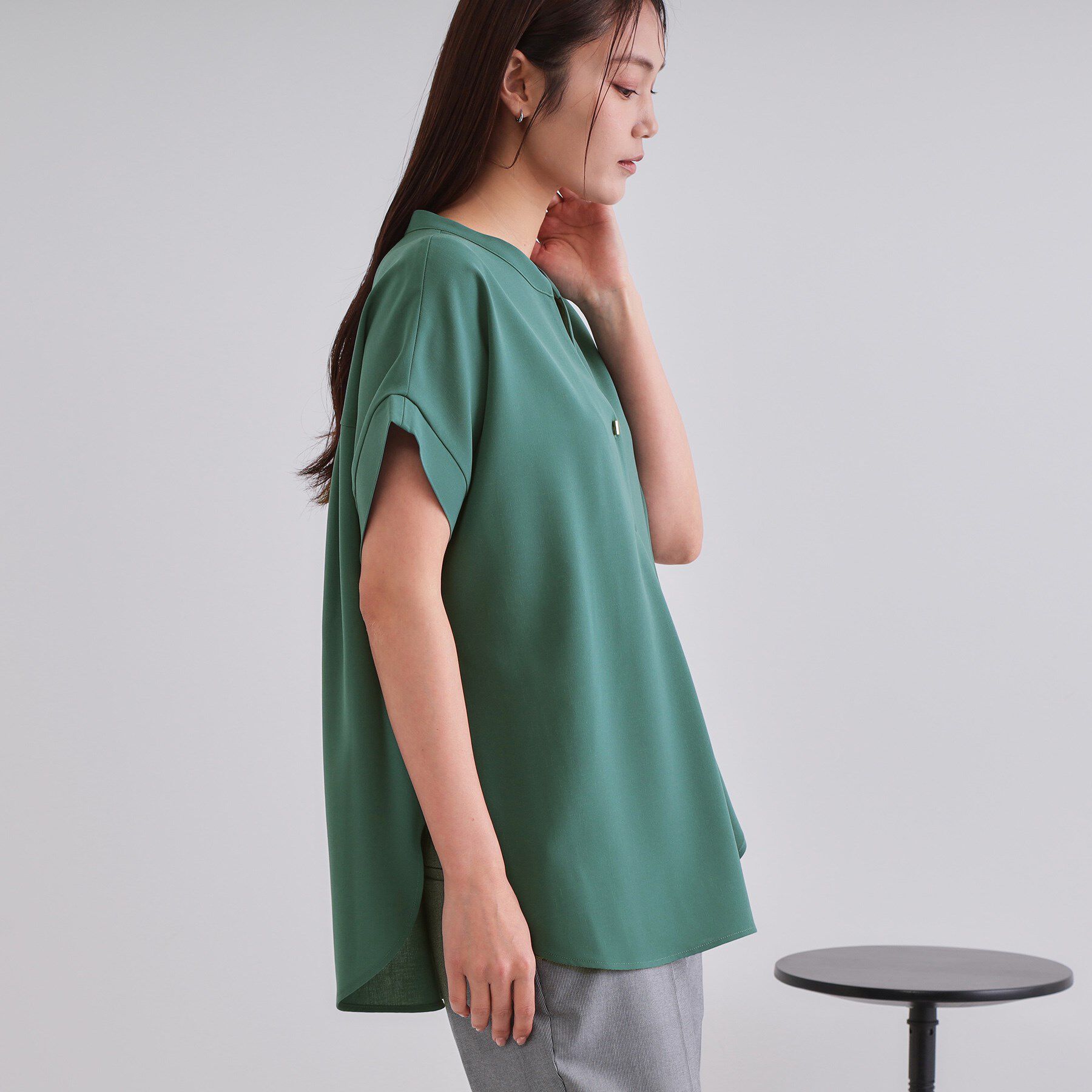 OPAQUE.CLIP「《7色展開/SS-LLサイズ》ストレッチスキッパーブラウス/セットアップ対応【洗濯機洗い可/防シワ】」|シャツ・ブラウス|