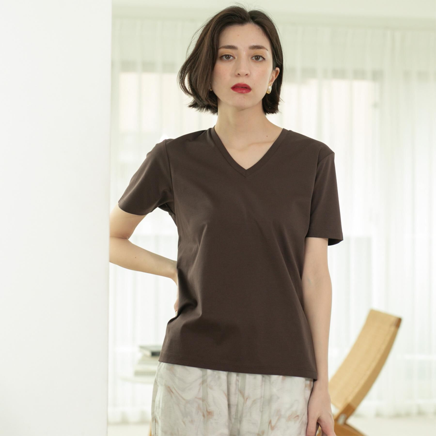 OPAQUE.CLIP「《5色展開/SS-LLサイズ》VネックベーシックTシャツ【接触冷感/洗濯機洗い可】」|Tシャツ・カットソー|