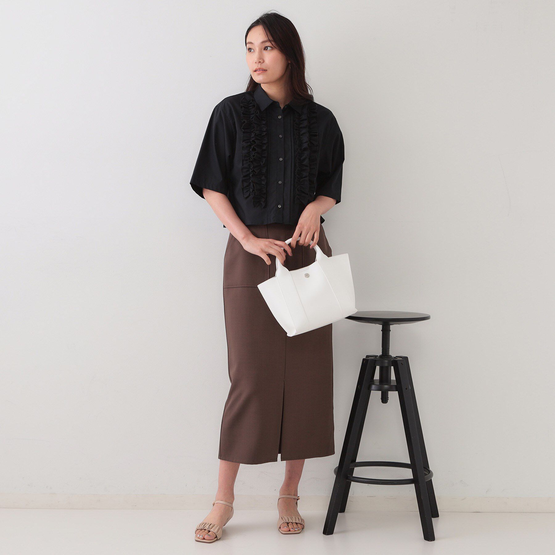 OPAQUE.CLIP「フリルショートシャツ【洗濯機洗い可】」|シャツ・ブラウス|