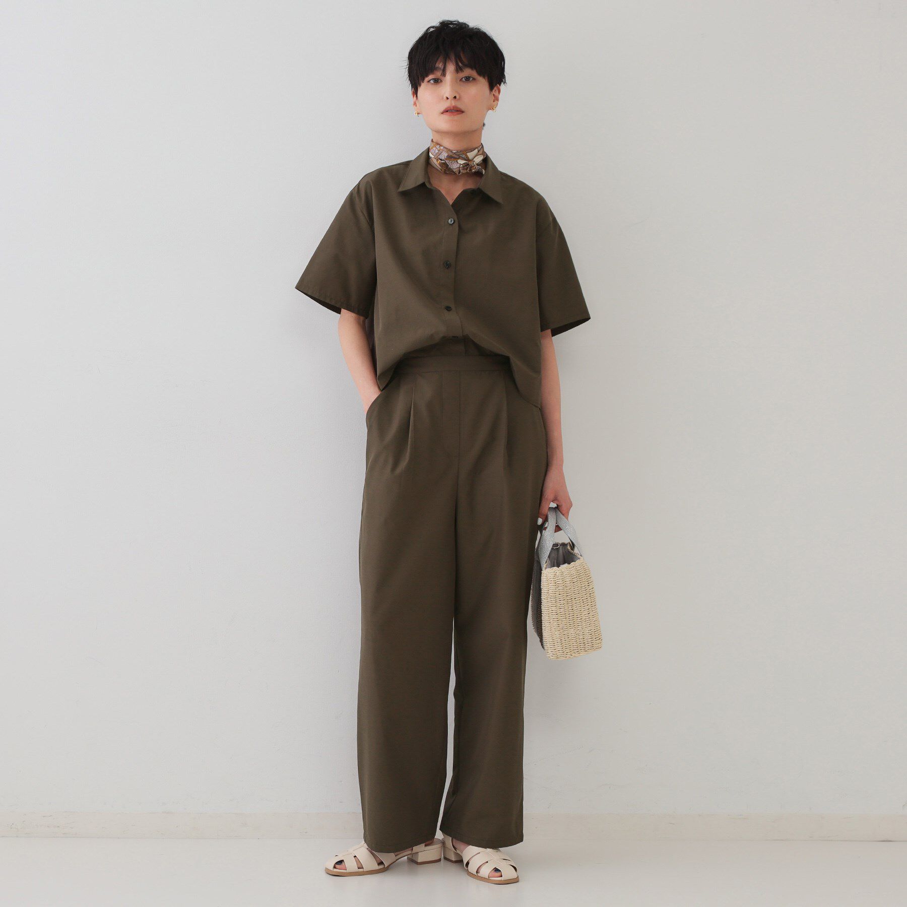 OPAQUE.CLIP「シャツオールインワン【洗濯機洗い可】」|オールインワン|