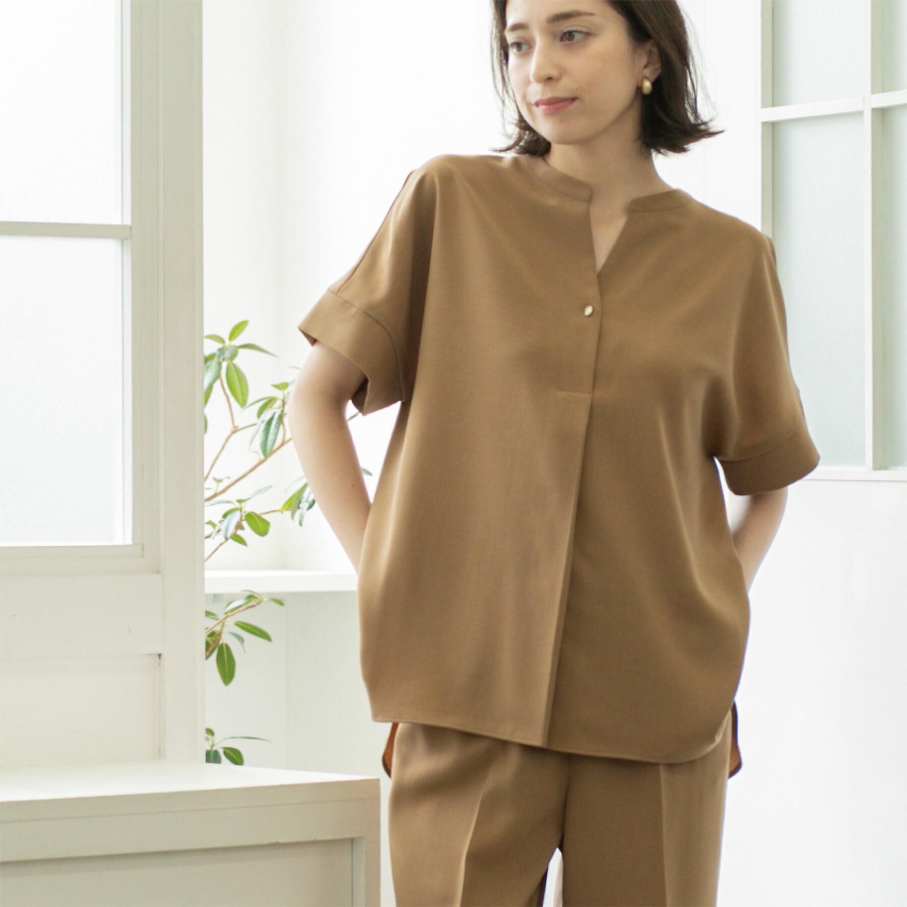 OPAQUE.CLIP「スキッパーブラウス【防シワ/ストレッチ/洗濯機OK】《5色展開/SS-LLサイズ/セットアップ対応》」|シャツ・ブラウス|