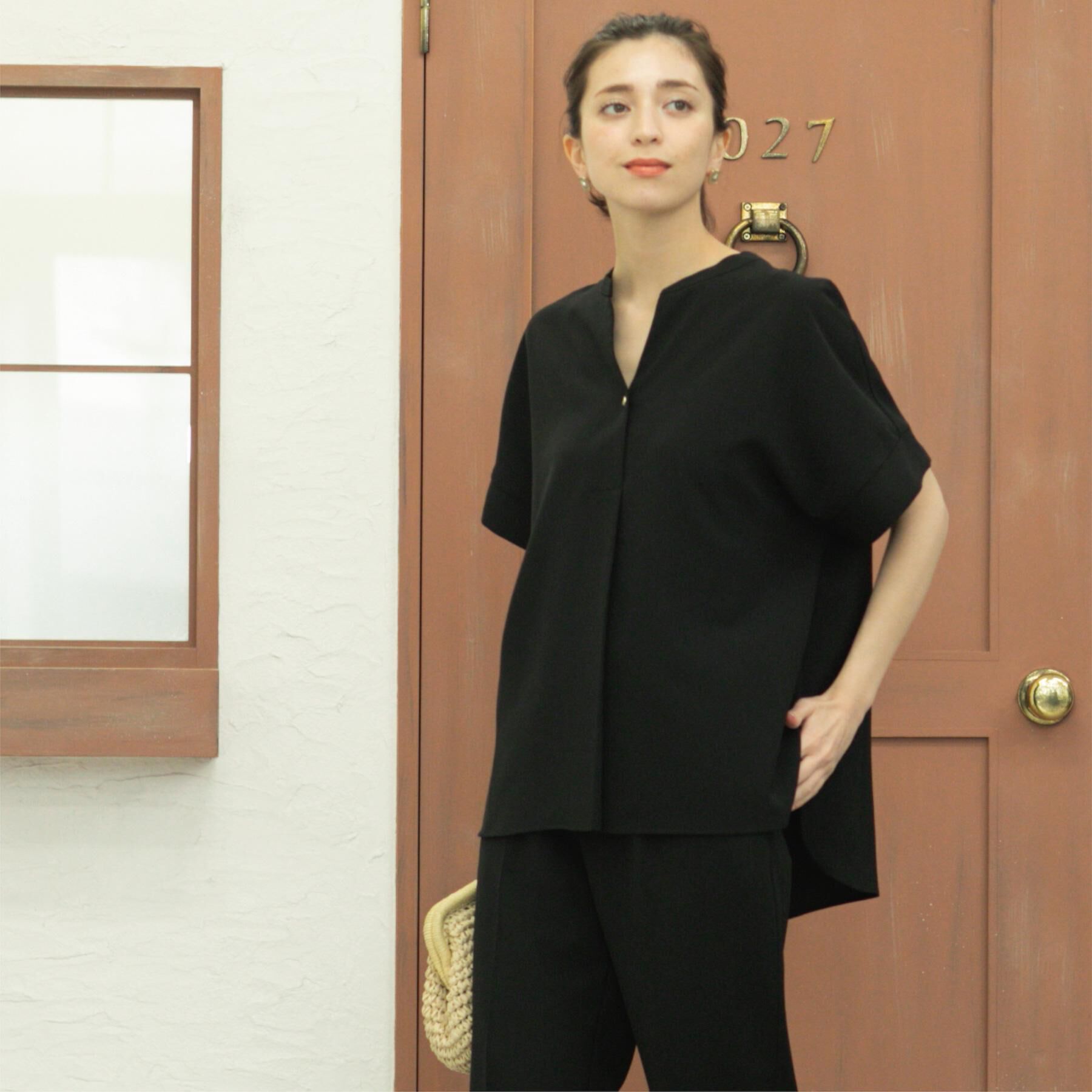 OPAQUE.CLIP「スキッパーブラウス【防シワ/ストレッチ/洗濯機OK】《5色展開/SS-LLサイズ/セットアップ対応》」|シャツ・ブラウス|