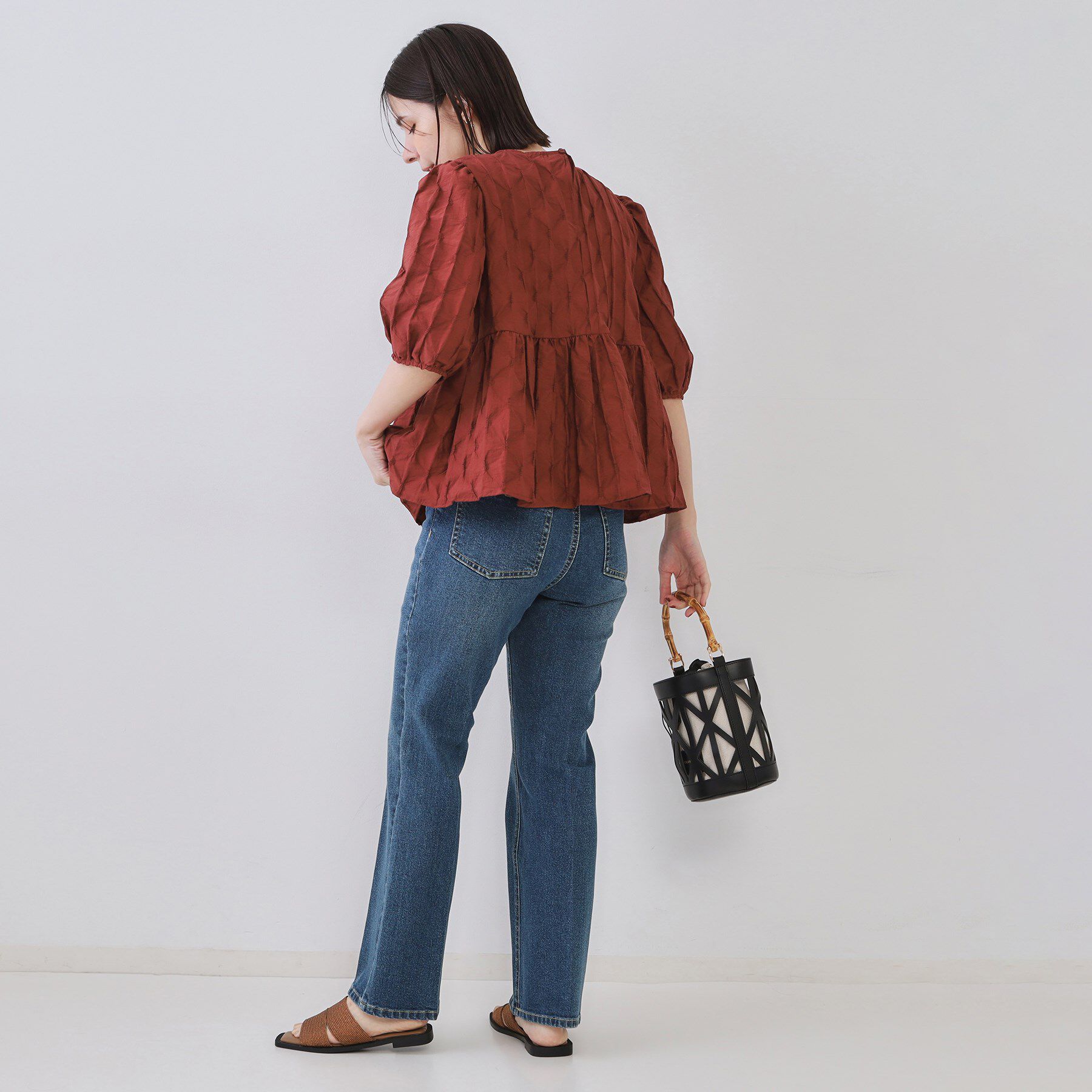 OPAQUE.CLIP「ストレッチセミフレアデニム【洗濯機洗い可】《SS～LL》」|デニム|