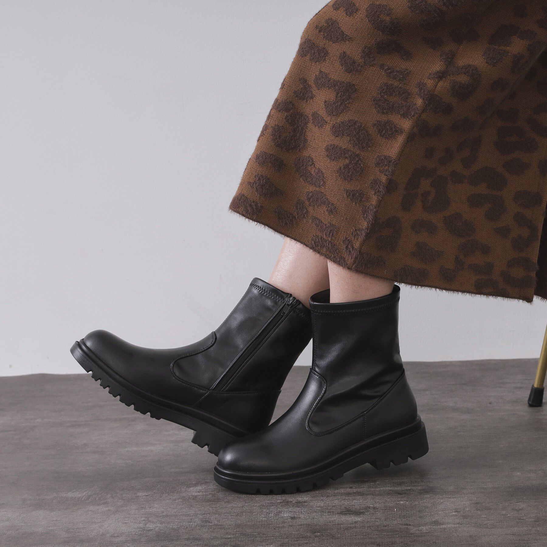 OPAQUE.CLIP「【生活防水】厚底タンクソールストレッチブーツ」|ショートブーツ|