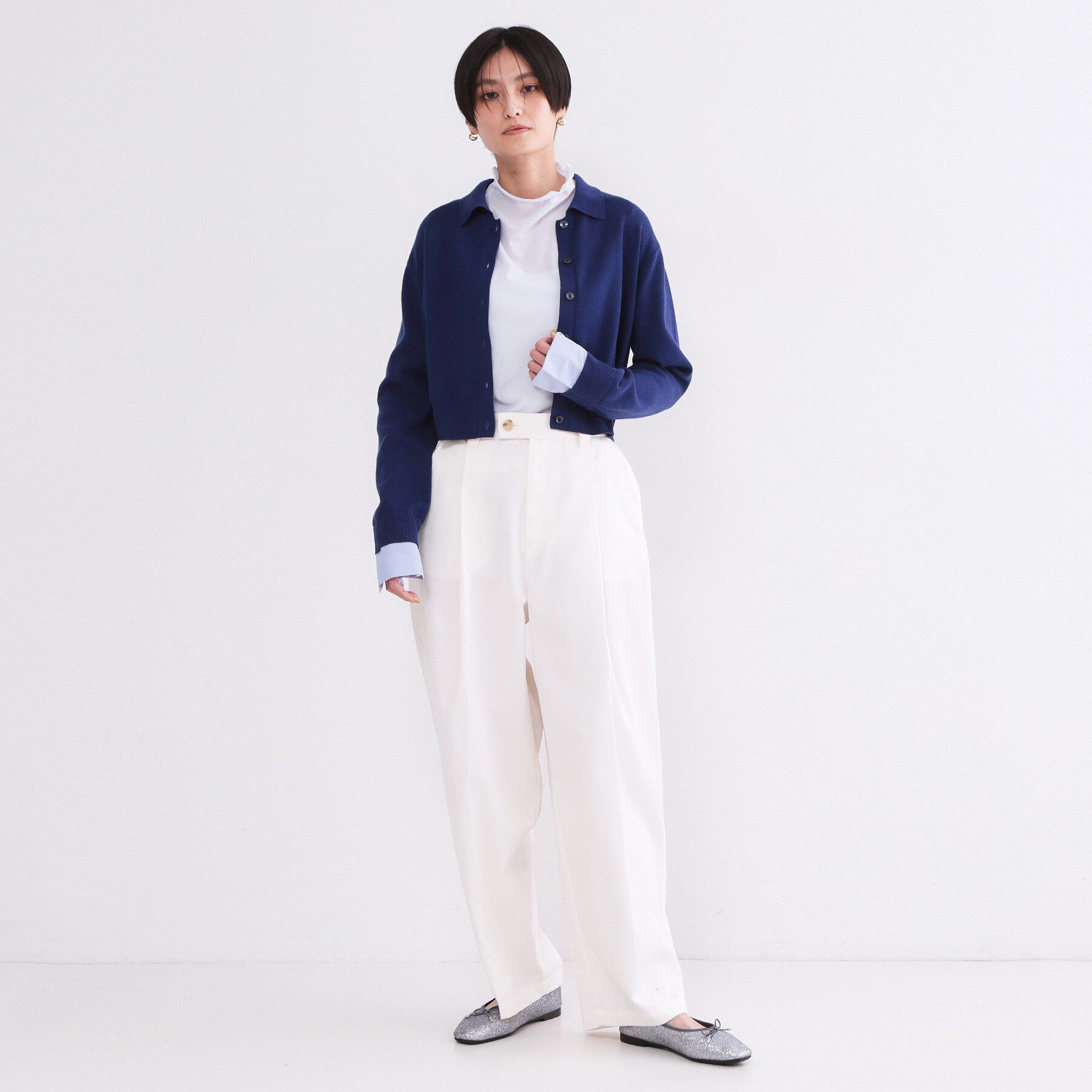 OPAQUE.CLIP「ポロ衿シャツドッキングニット【洗濯機OK】」|カーディガン|