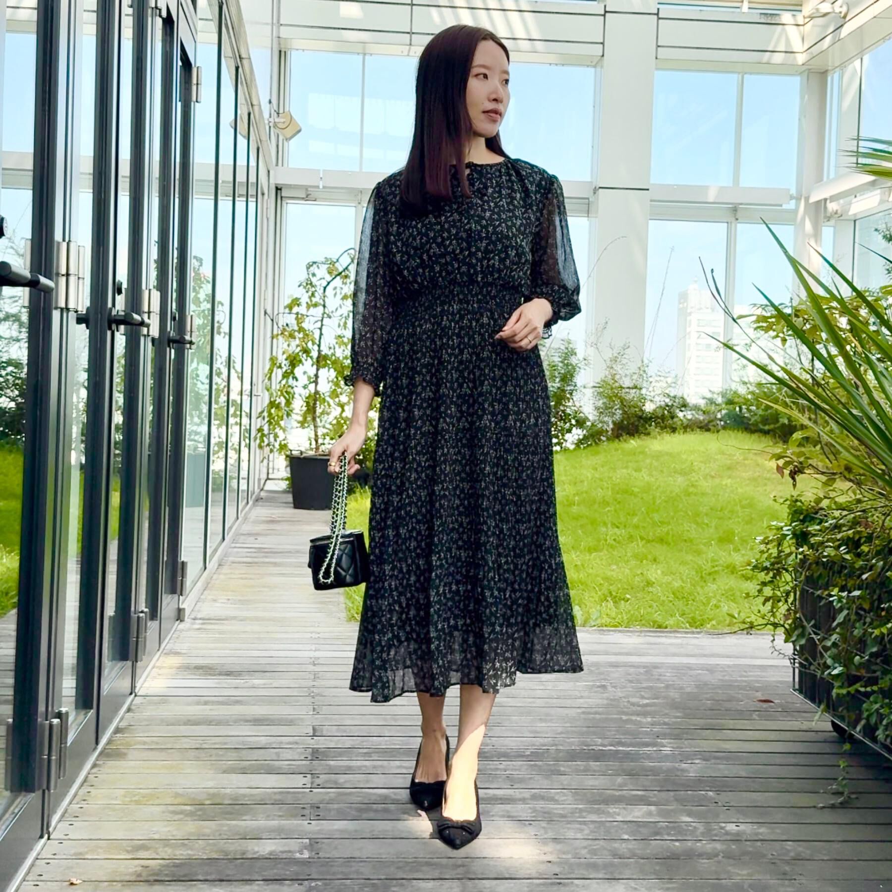 Couture broach「【一枚で着映える・花柄・通勤】前後2WAYシフォン楊柳小花ワンピース」|ワンピース|