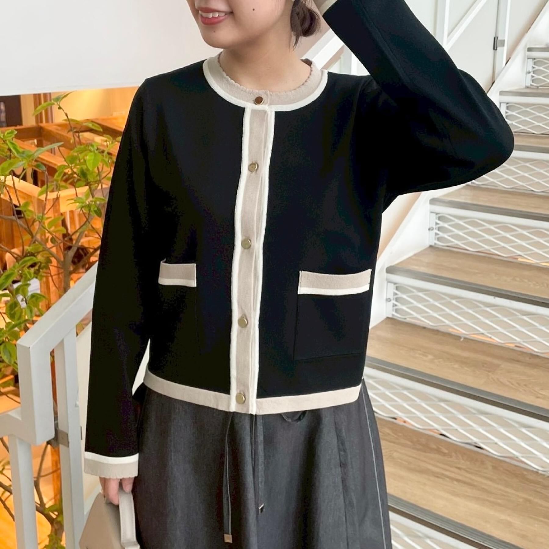 Couture broach「【洗える・着映え】SPRING配色カーディガン」|カーディガン|