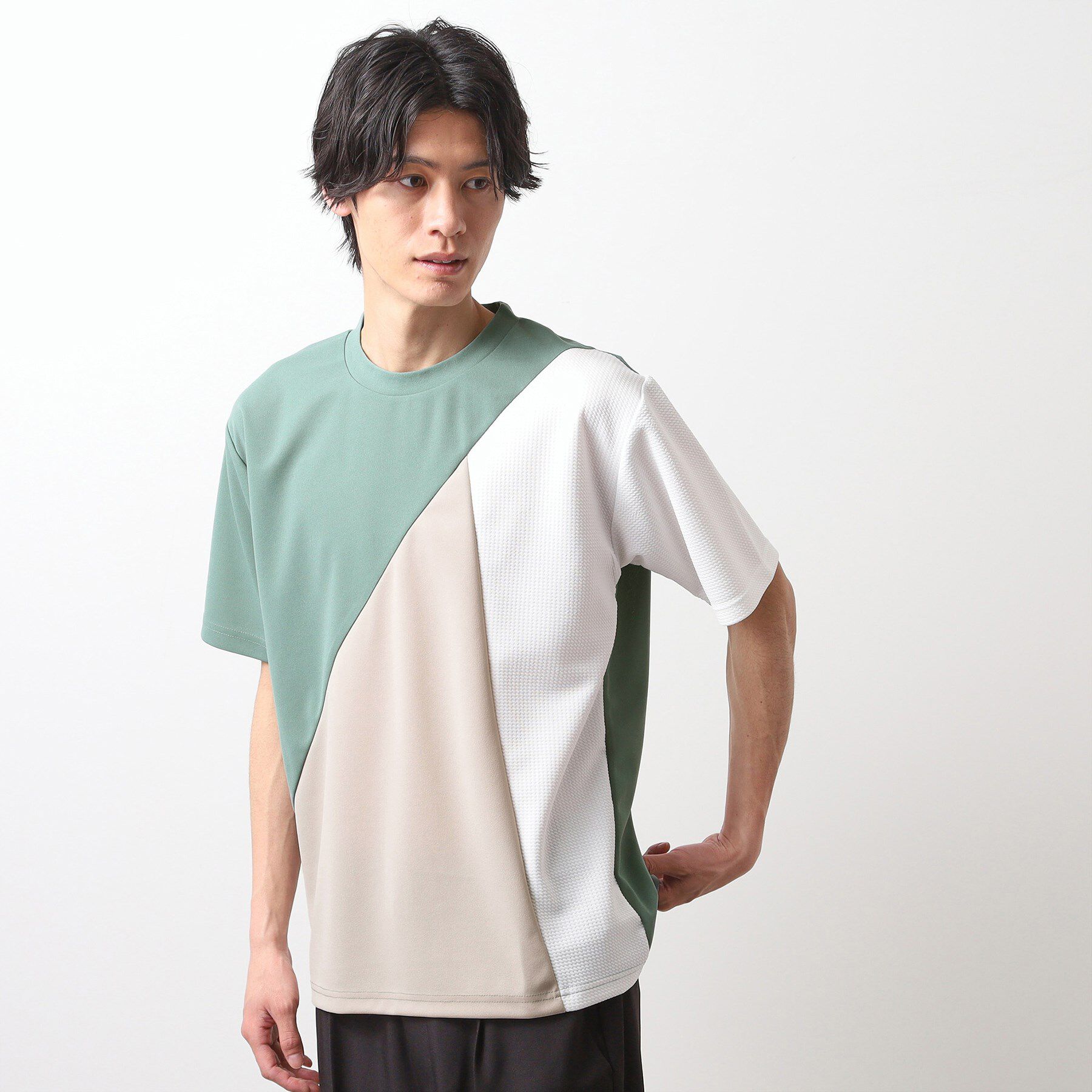 THE SHOP TK「アムンゼン異素材切替半袖Tシャツ」|Tシャツ・カットソー|