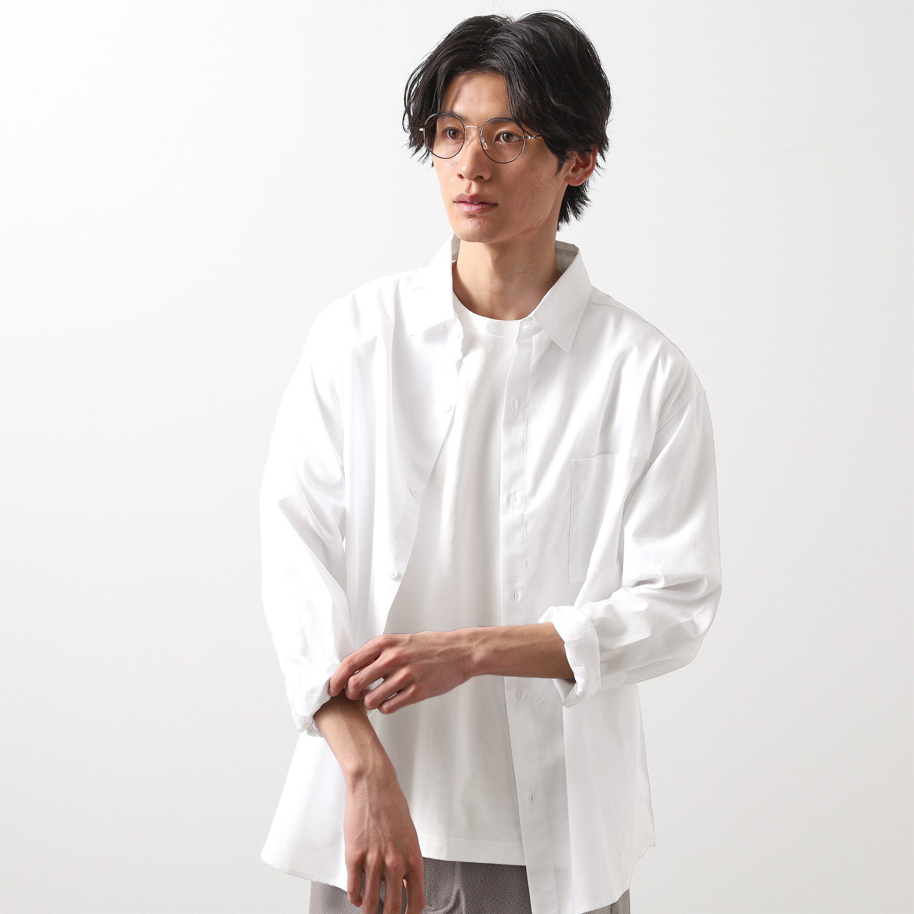 THE SHOP TK「綿麻ポリCOOLMAX（R）長袖シャツ」|シャツ・ブラウス|