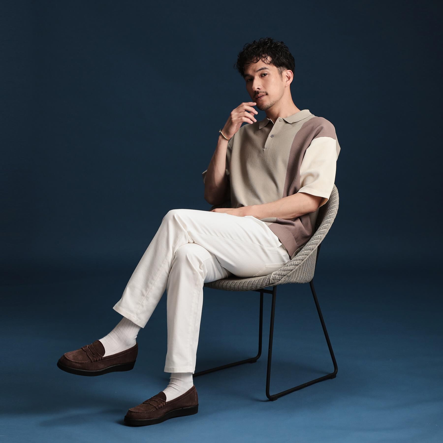 THE SHOP TK「パネルニットポロシャツ」|ポロシャツ|