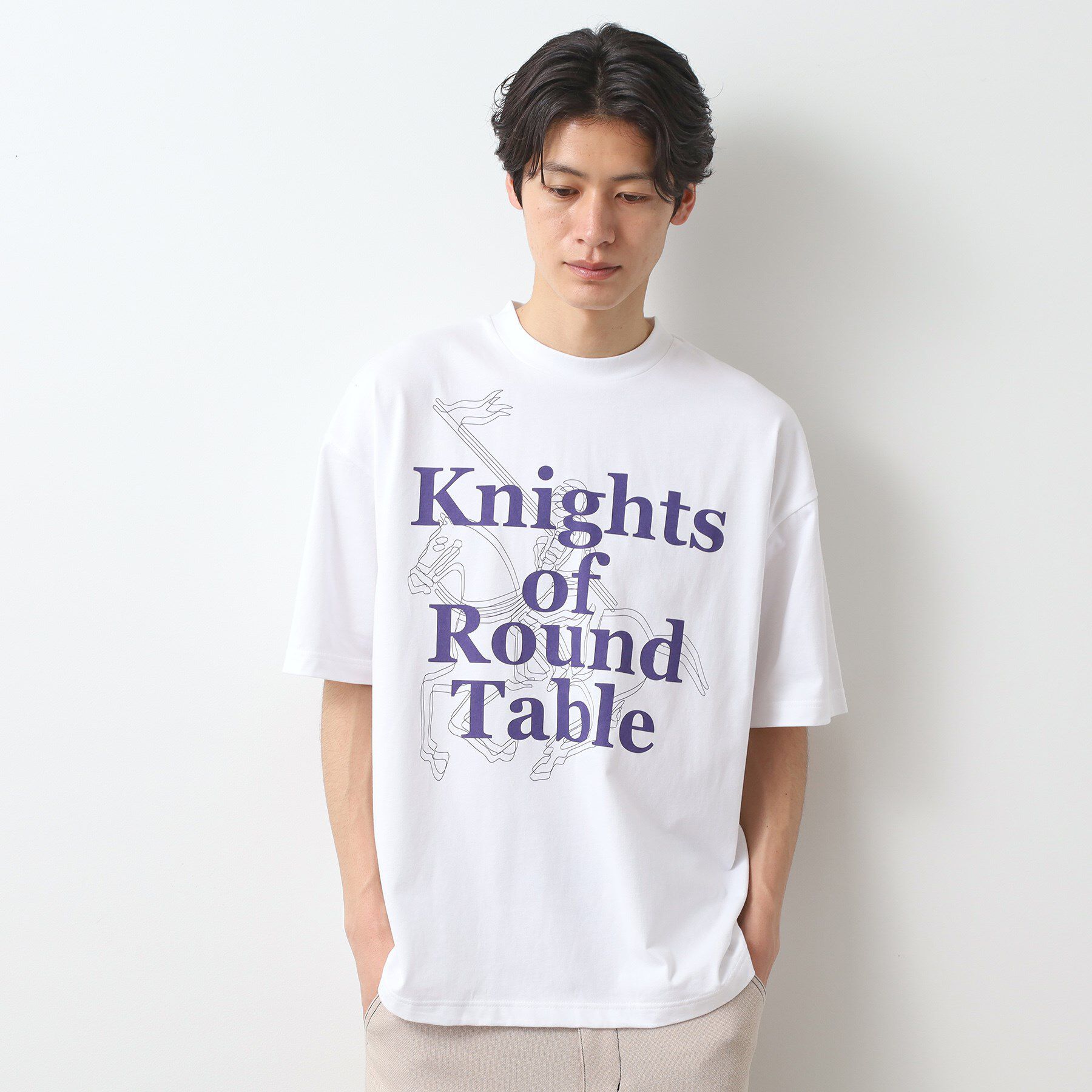 THE SHOP TK「スウェード半袖ロゴTシャツ　洗濯機OK」|Tシャツ・カットソー|オフホワイト(003