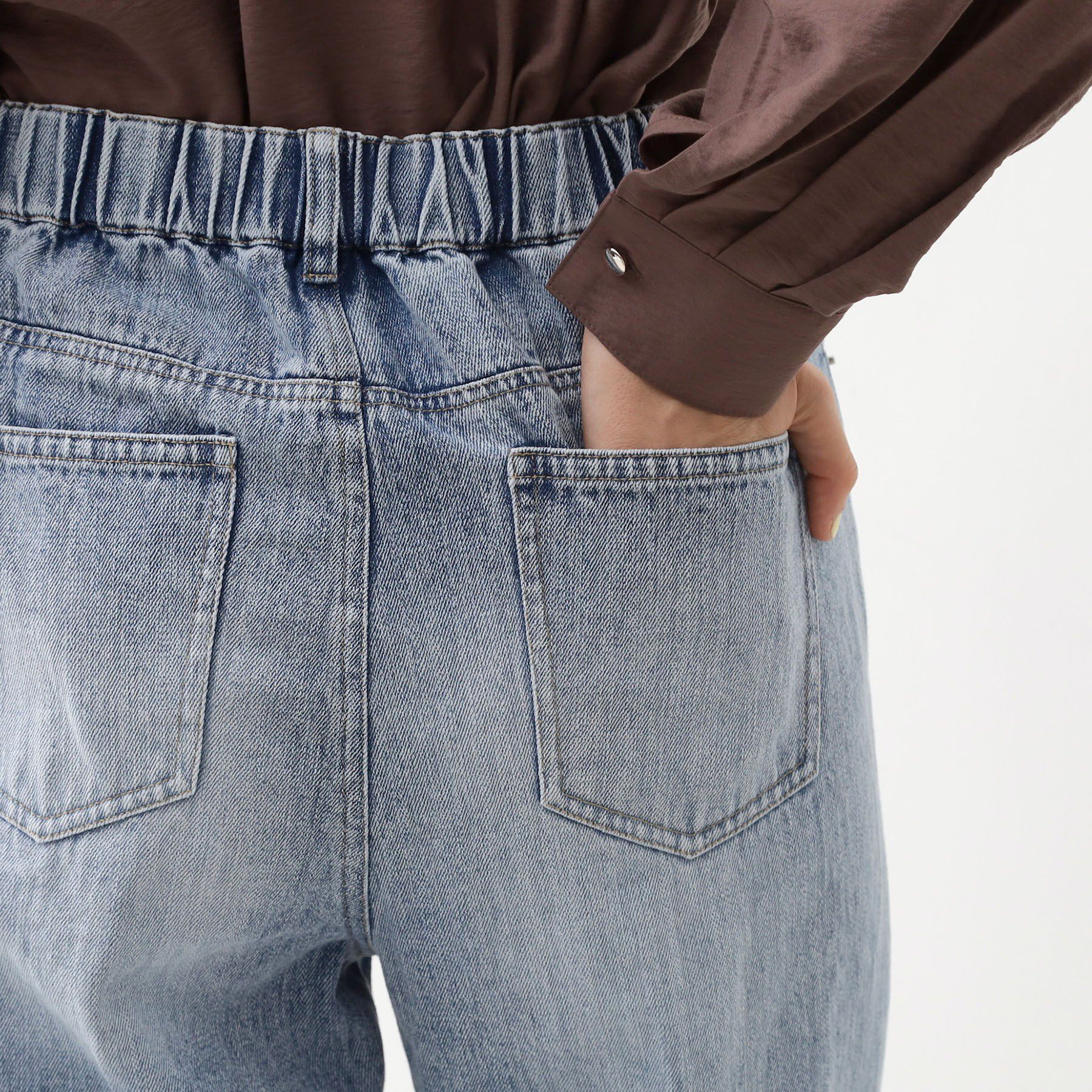 THE SHOP TK「デニムフレアパンツ【洗濯機可】」|デニム|