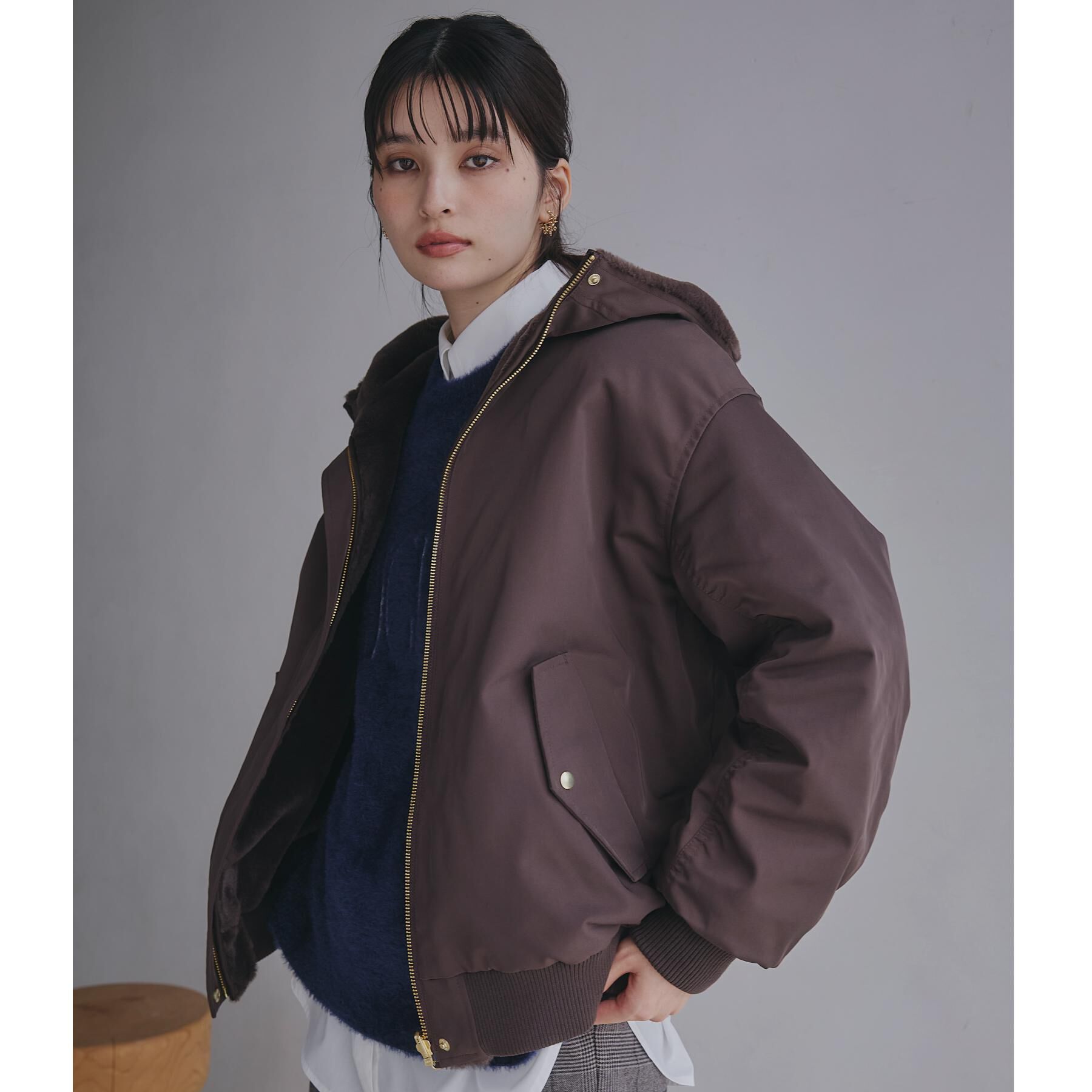 THE SHOP TK「【2WAY/洗える】リバーシブル フェイクファーブルゾン」|ブルゾン・スタジャン|