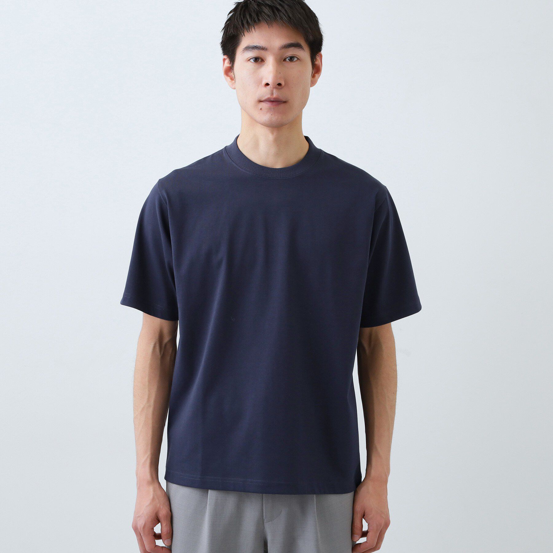 THE SHOP TK「【ジャケットインにおすすめ】ビジネス半袖Tシャツ 洗濯機OK/襟高」|Tシャツ・カットソー|