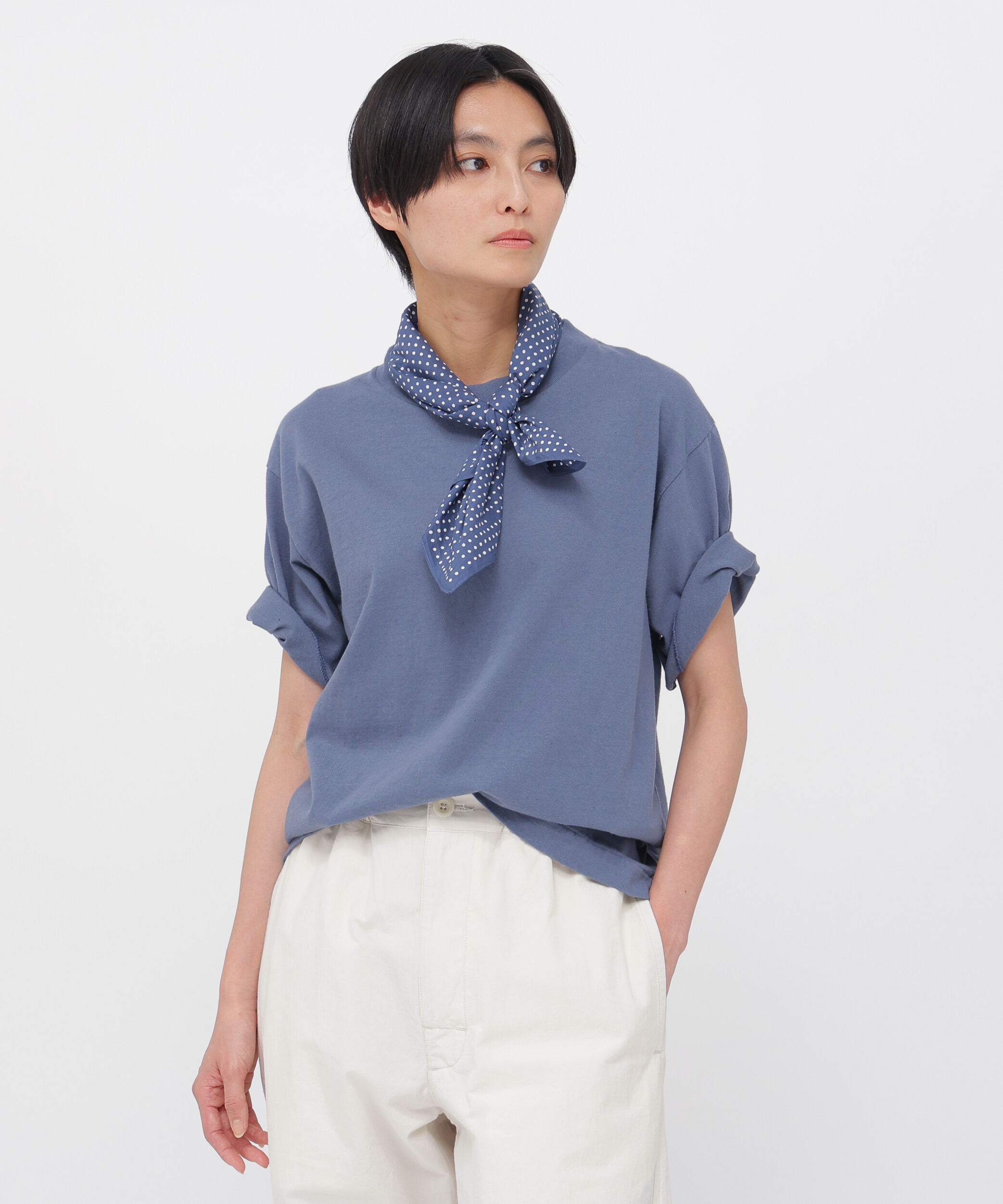 MHL.「UPCYCLED COTTON JERSEY TOP」|Tシャツ・カットソー|MID BLUE3