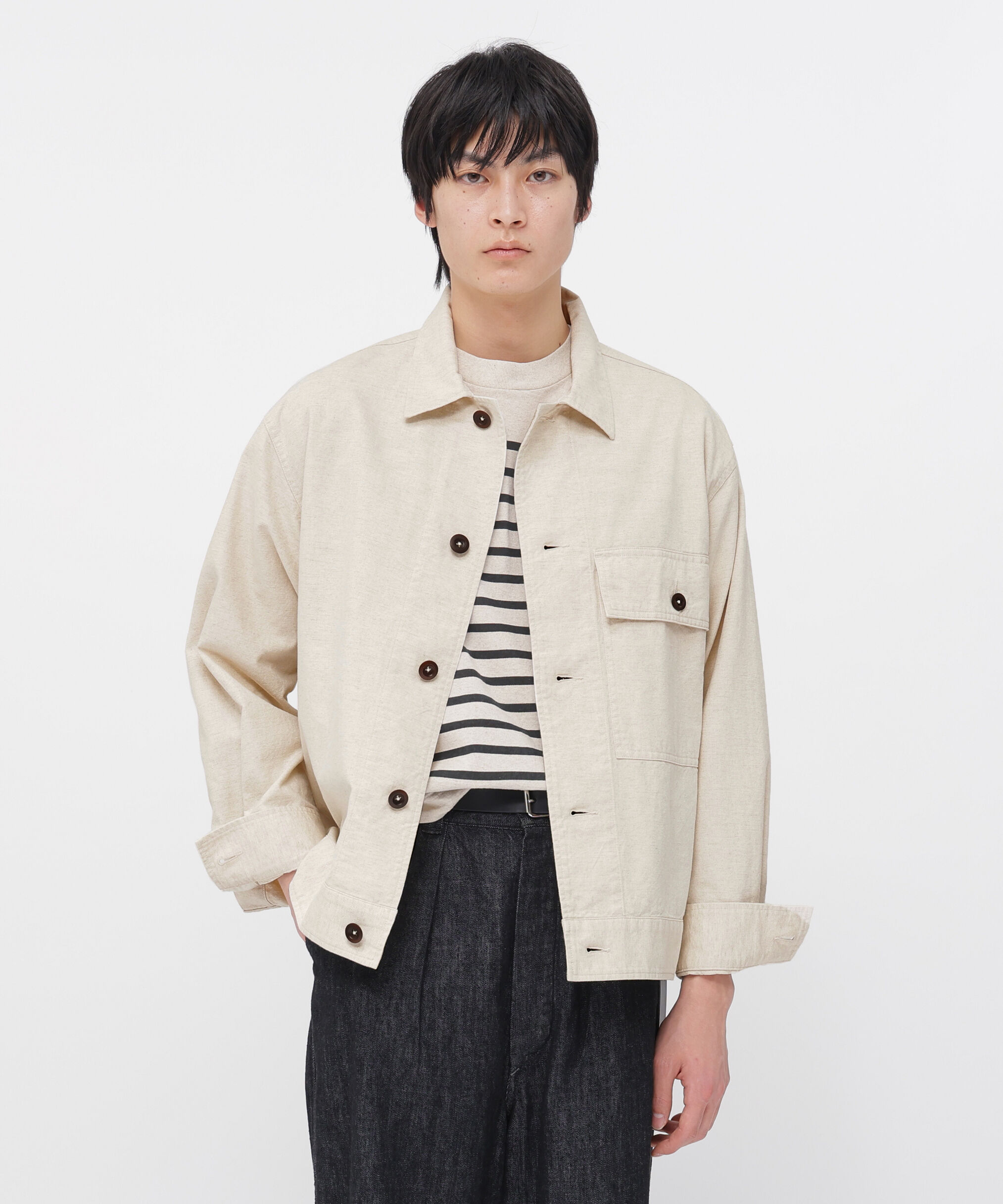 MHL.「BELGIAN LINEN COTTON PLAINWEAVE BLOUSON」|ブルゾン・スタジャン|NATURAL2