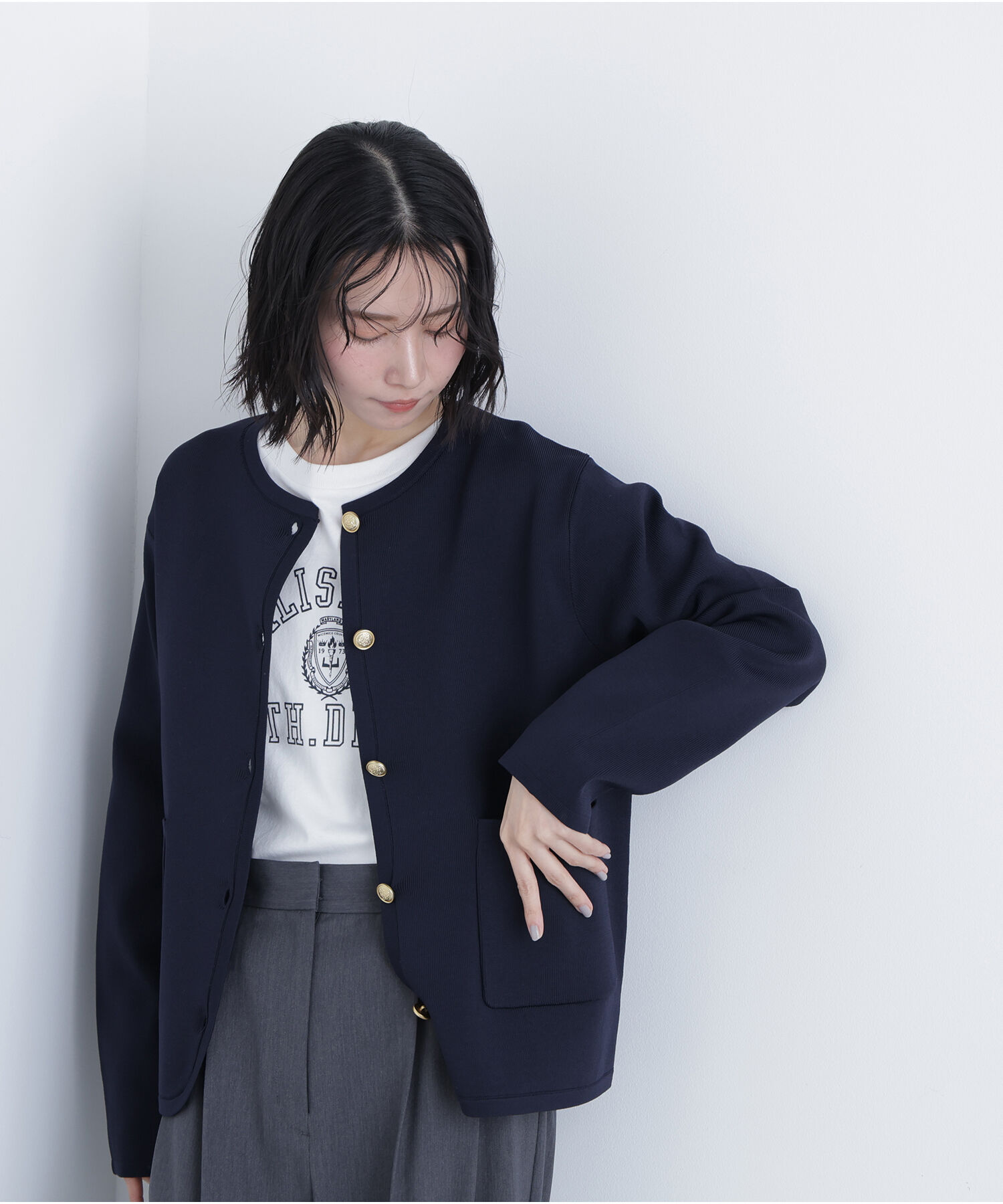  「〈N.〉ゴールドボタンニットカーディガン」|ニット・セーター|