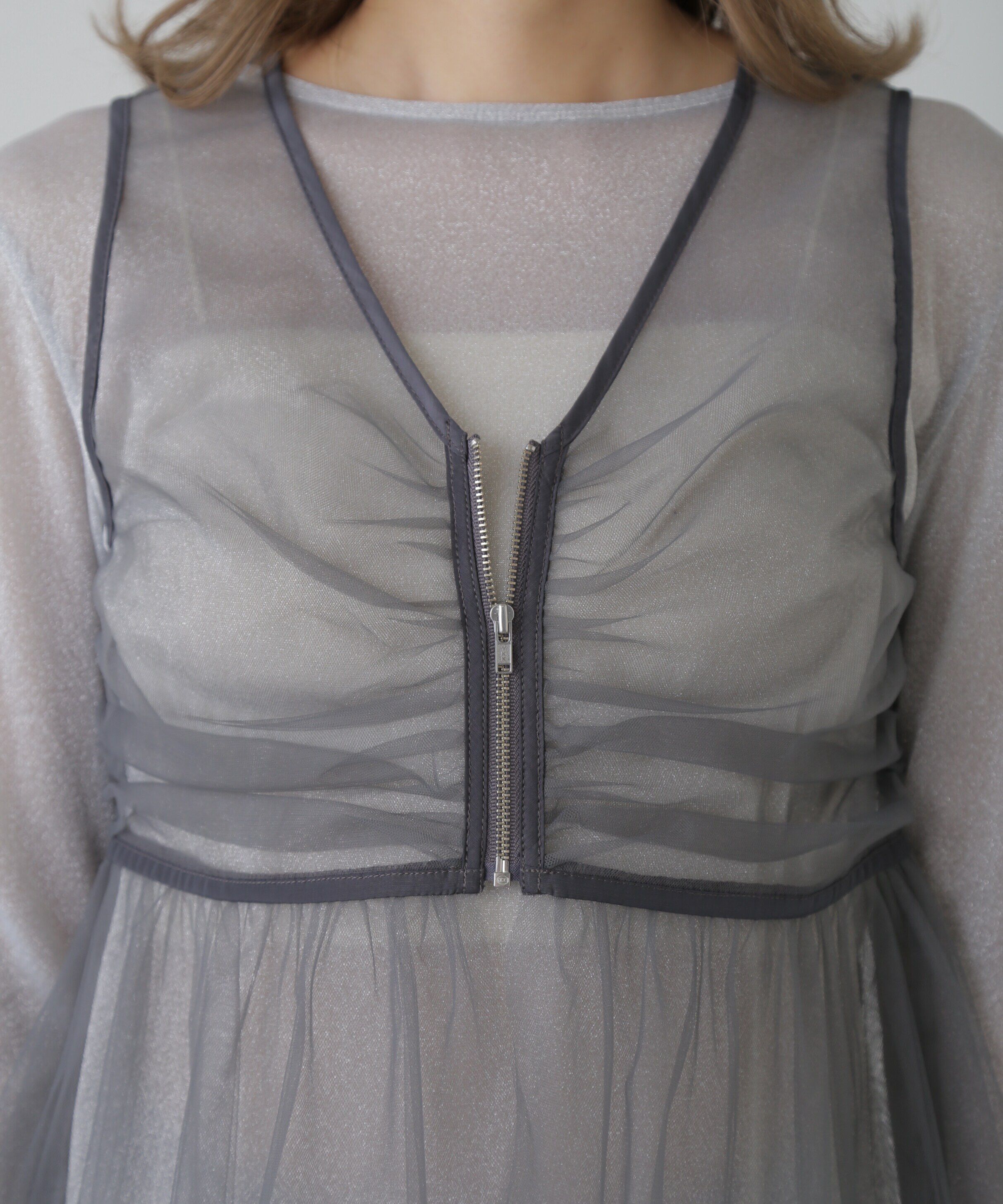  「チュールジップペプラムビスチェ」|シャツ・ブラウス|