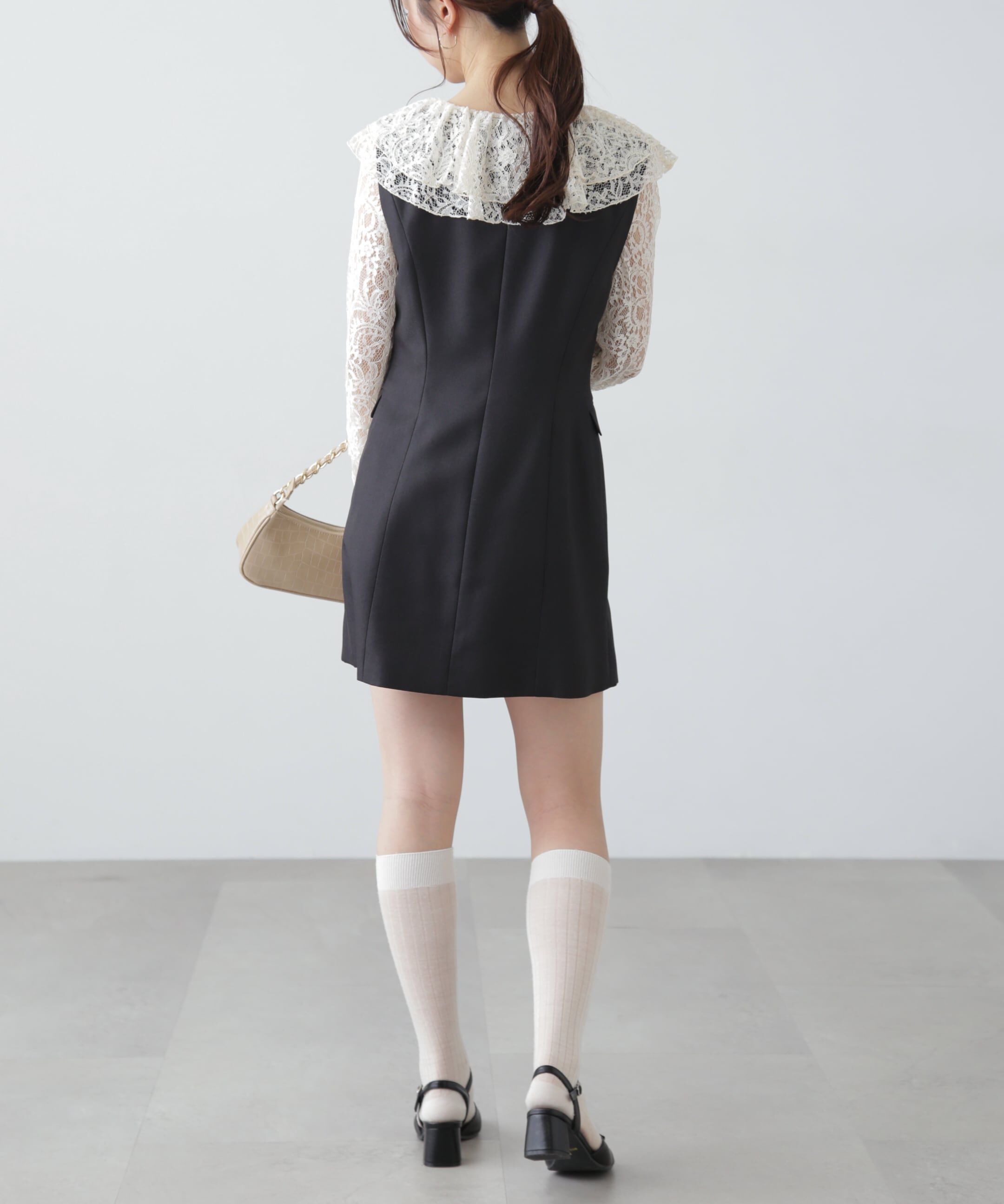  「ジレ風ラップミニジャンパースカート」|ワンピース|