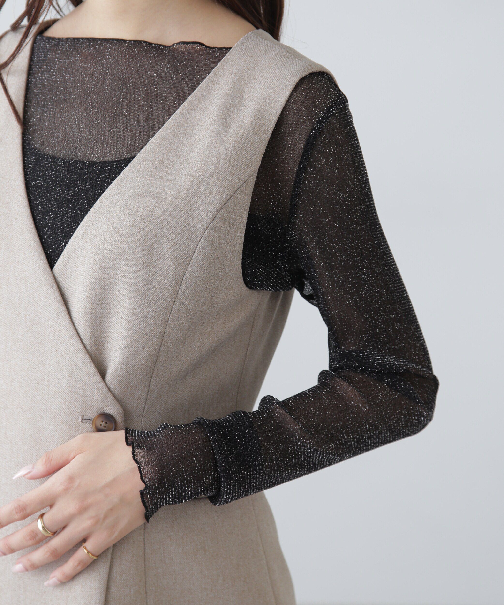  「ジレ風ラップミニジャンパースカート」|ワンピース|