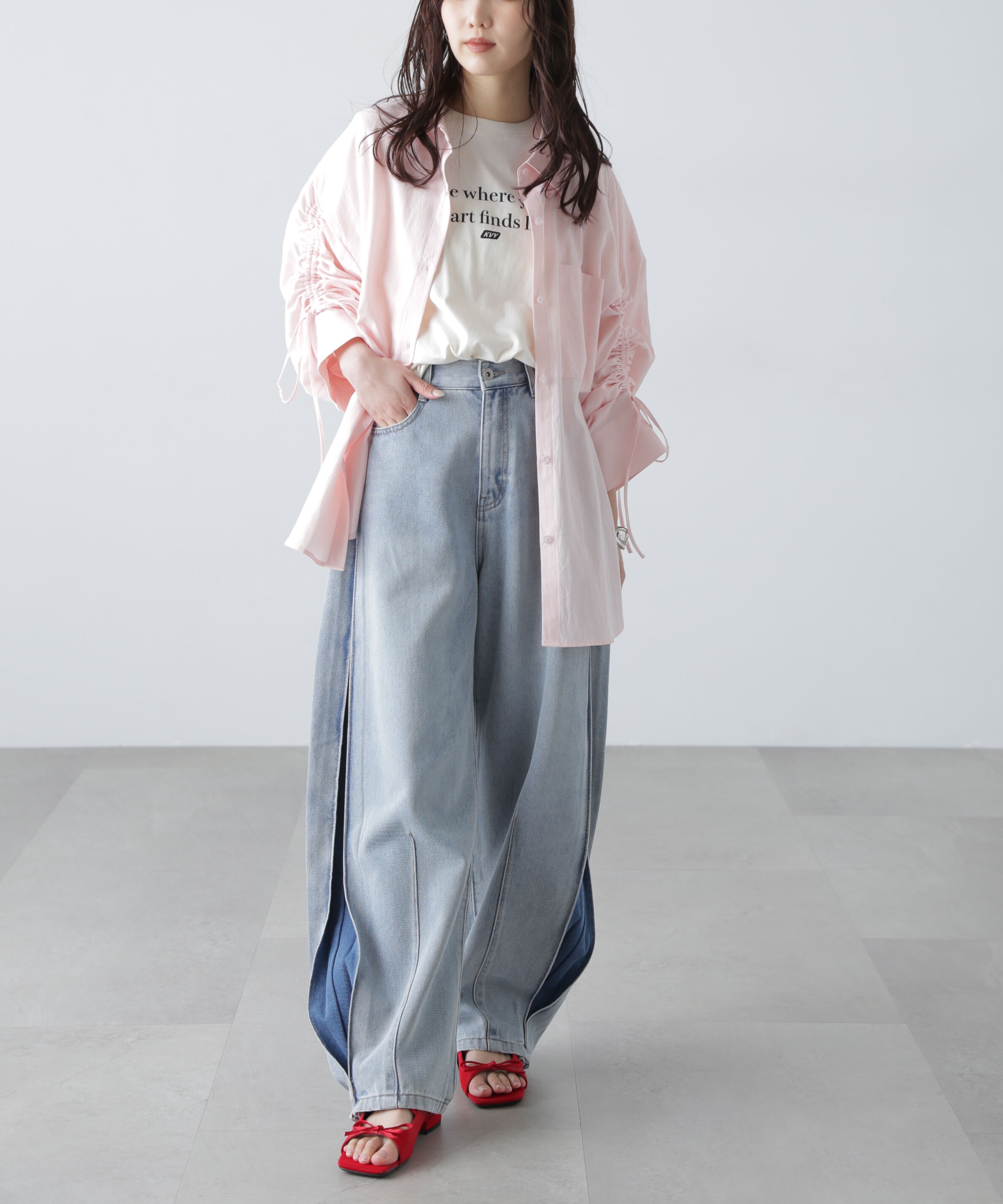  「[低身長サイズ/Sシリーズ]サイドタックカーブデニムパンツ」|その他|