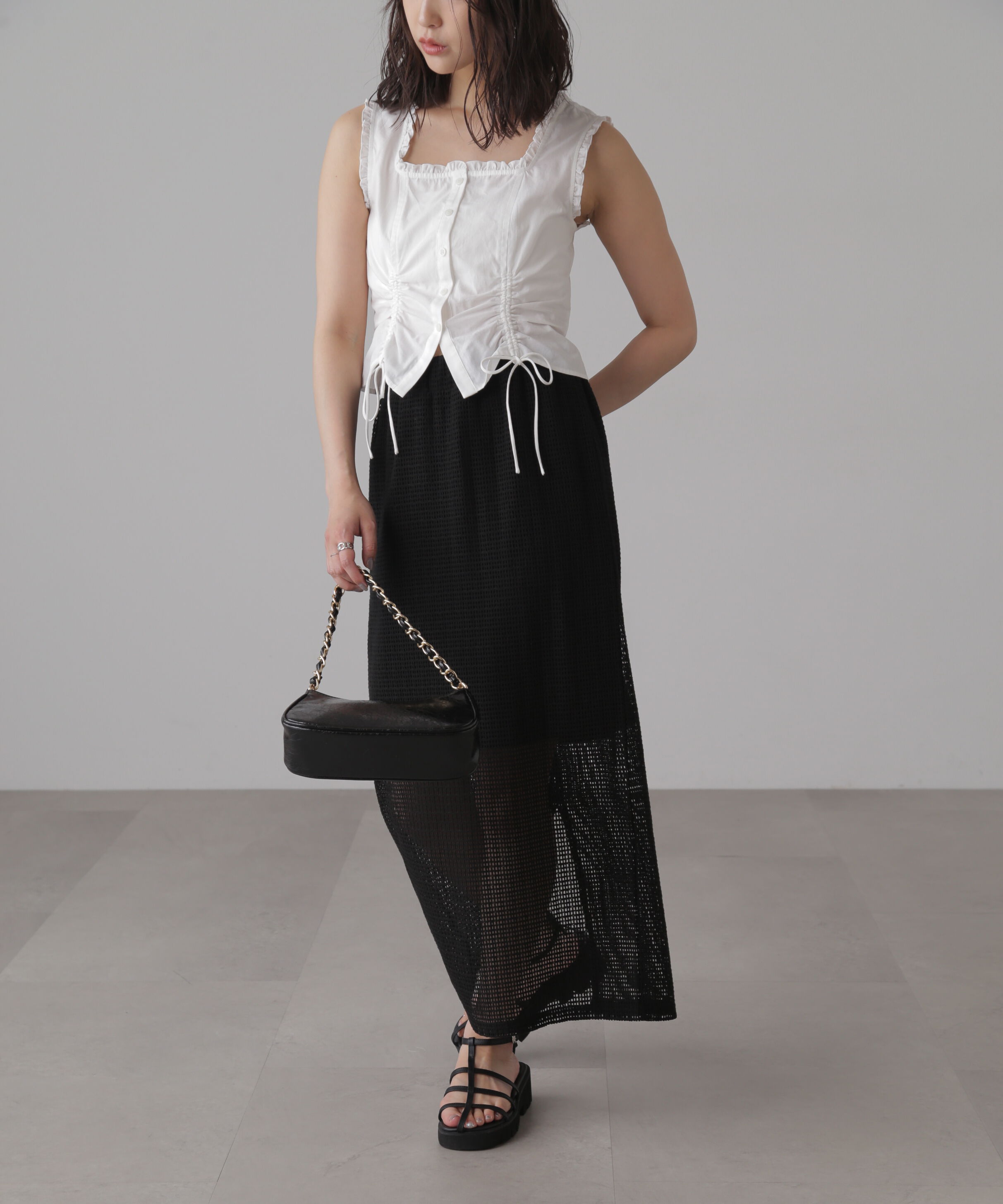  「ドロストノースリーブブラウス」|シャツ・ブラウス|