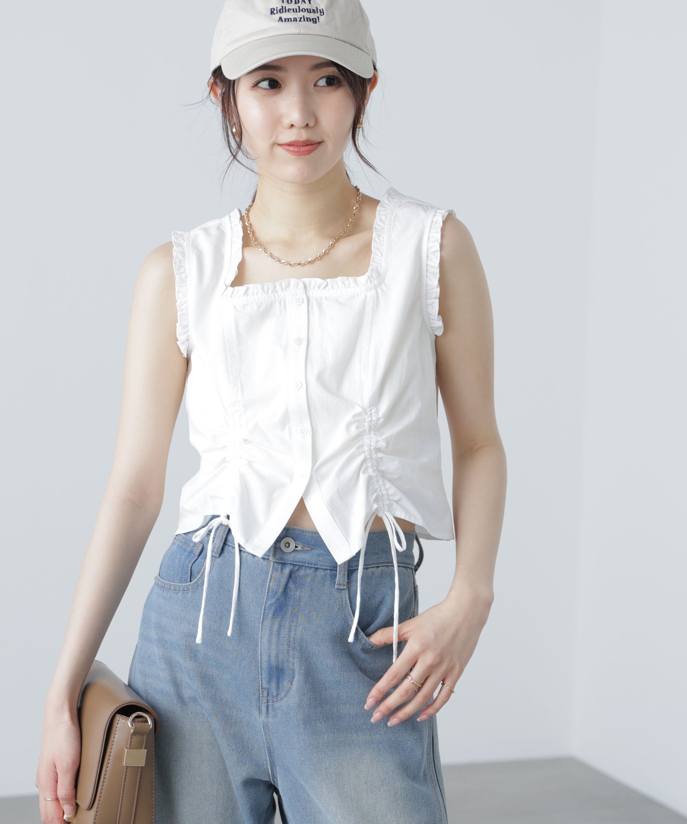  「ドロストノースリーブブラウス」|シャツ・ブラウス|