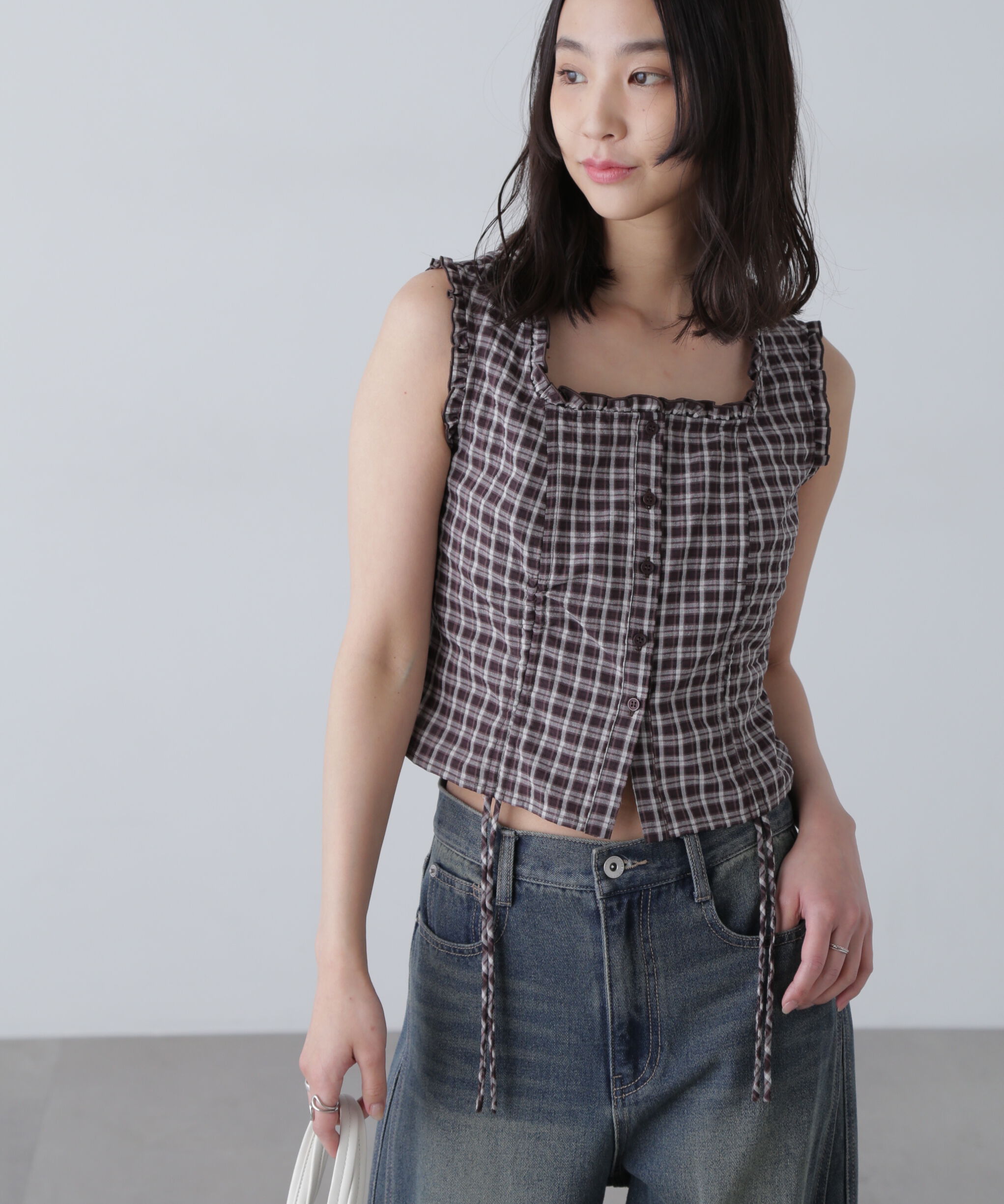  「ドロストノースリーブブラウス」|シャツ・ブラウス|