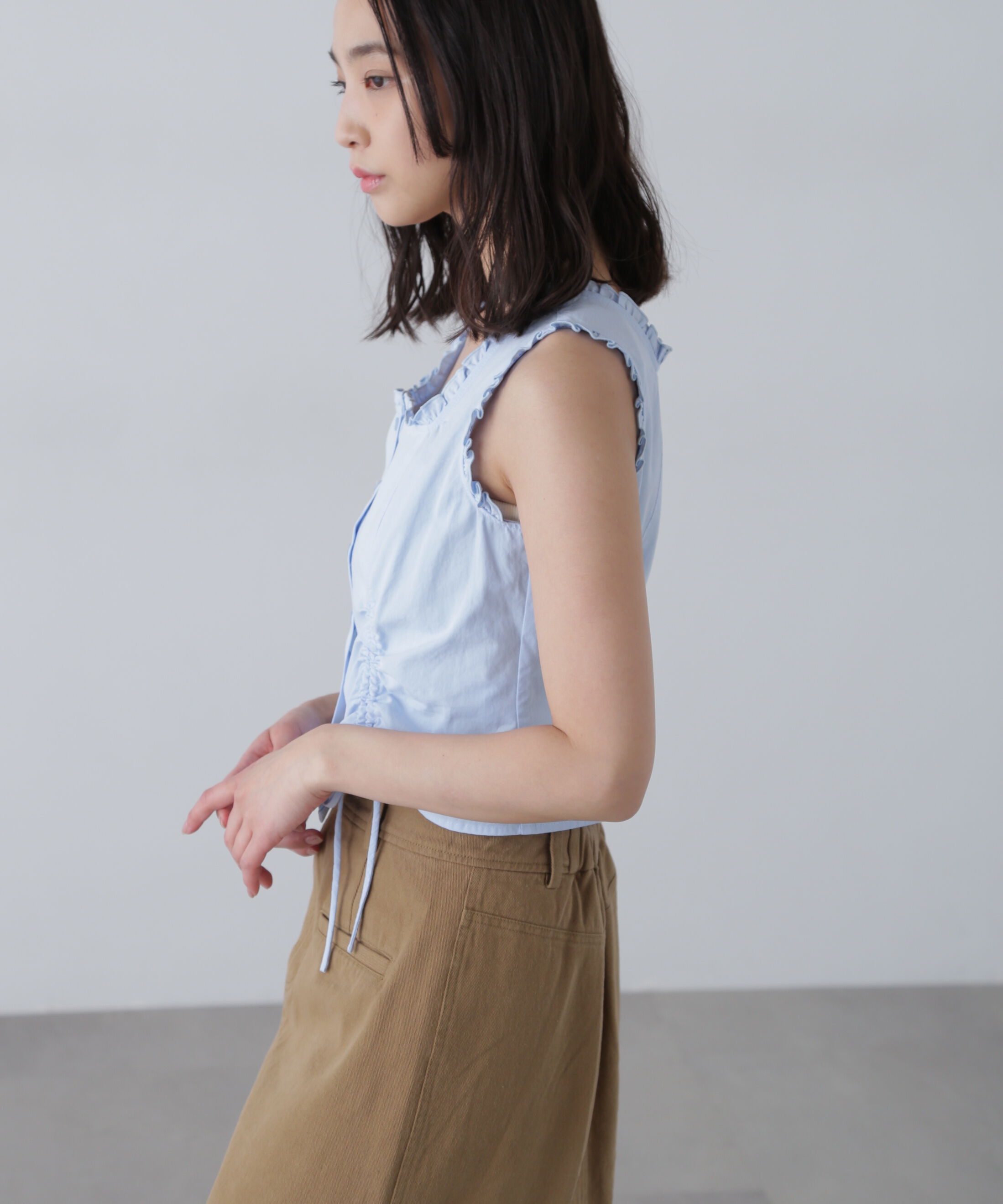  「ドロストノースリーブブラウス」|シャツ・ブラウス|