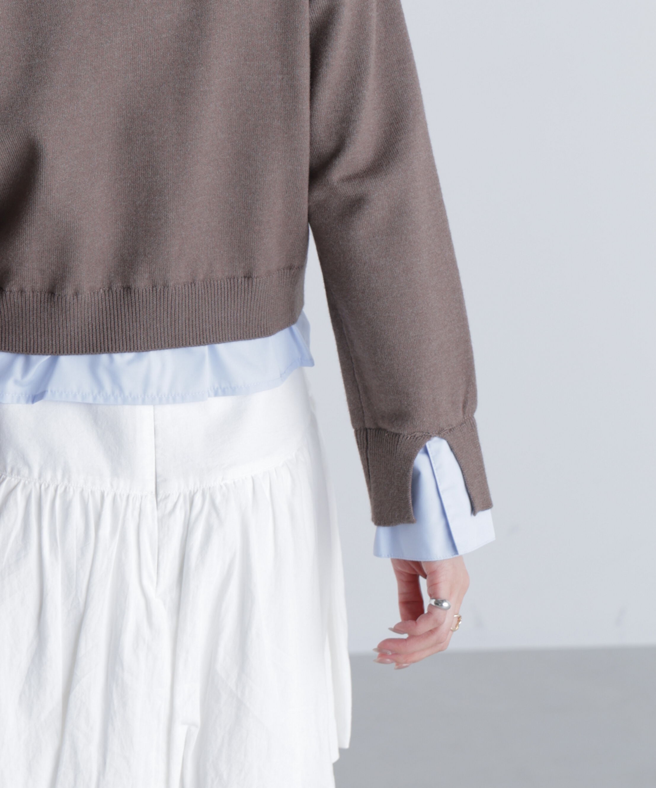  「シャツフェイクレイヤードポロカーディガン」|ニット・セーター|