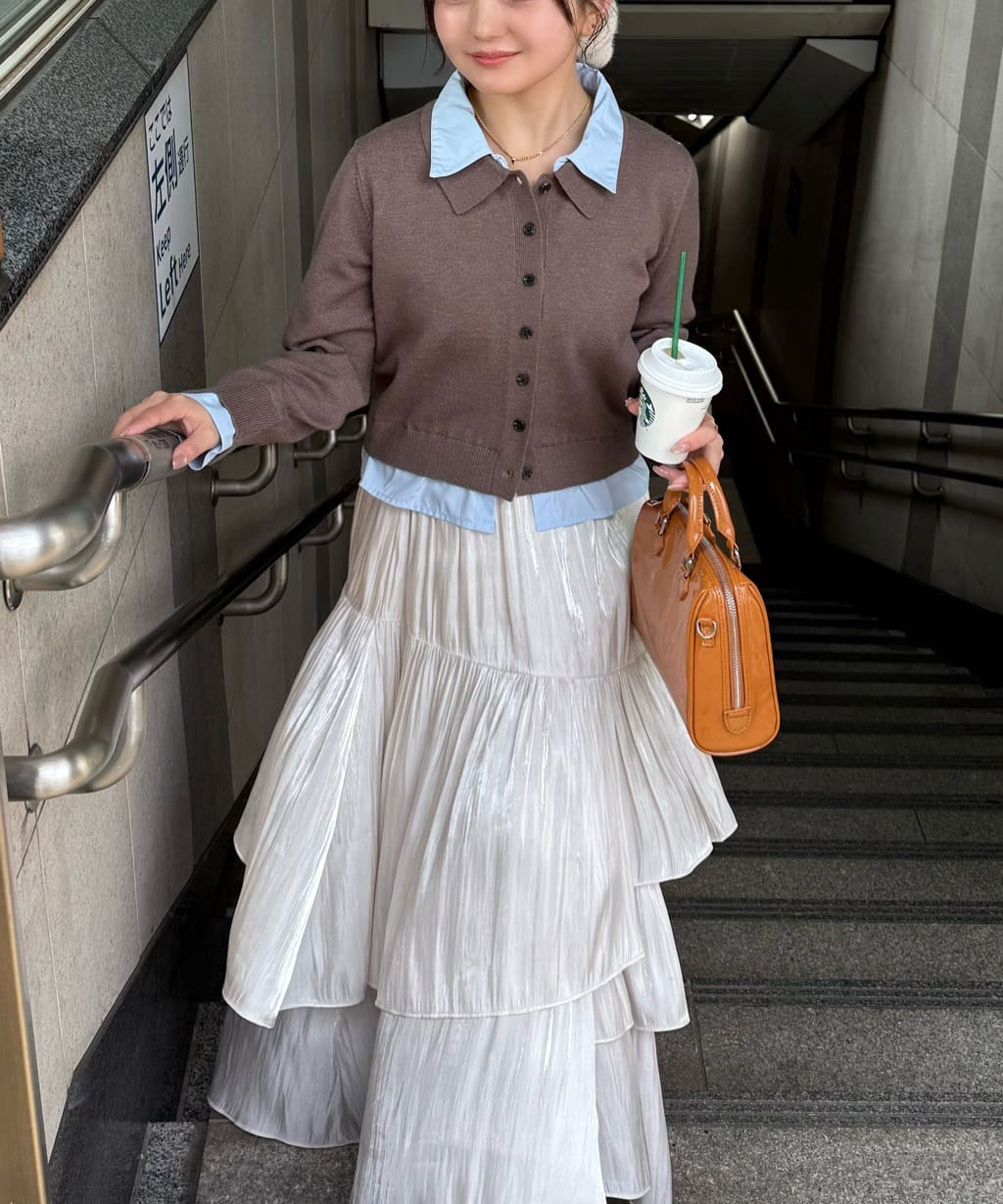  「シャツフェイクレイヤードポロカーディガン」|ニット・セーター|