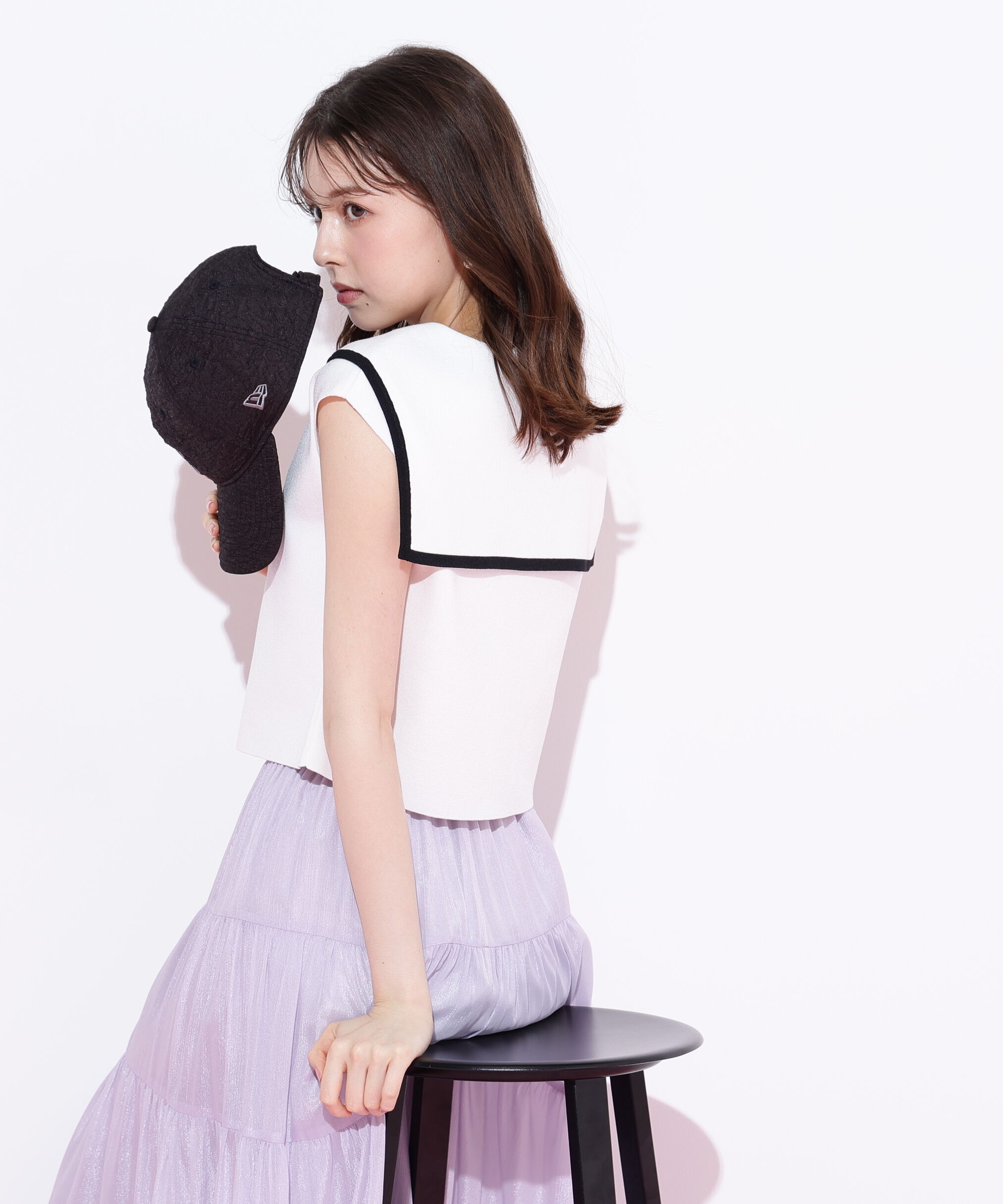  「ビッグカラー配色ニット」|ニット・セーター|