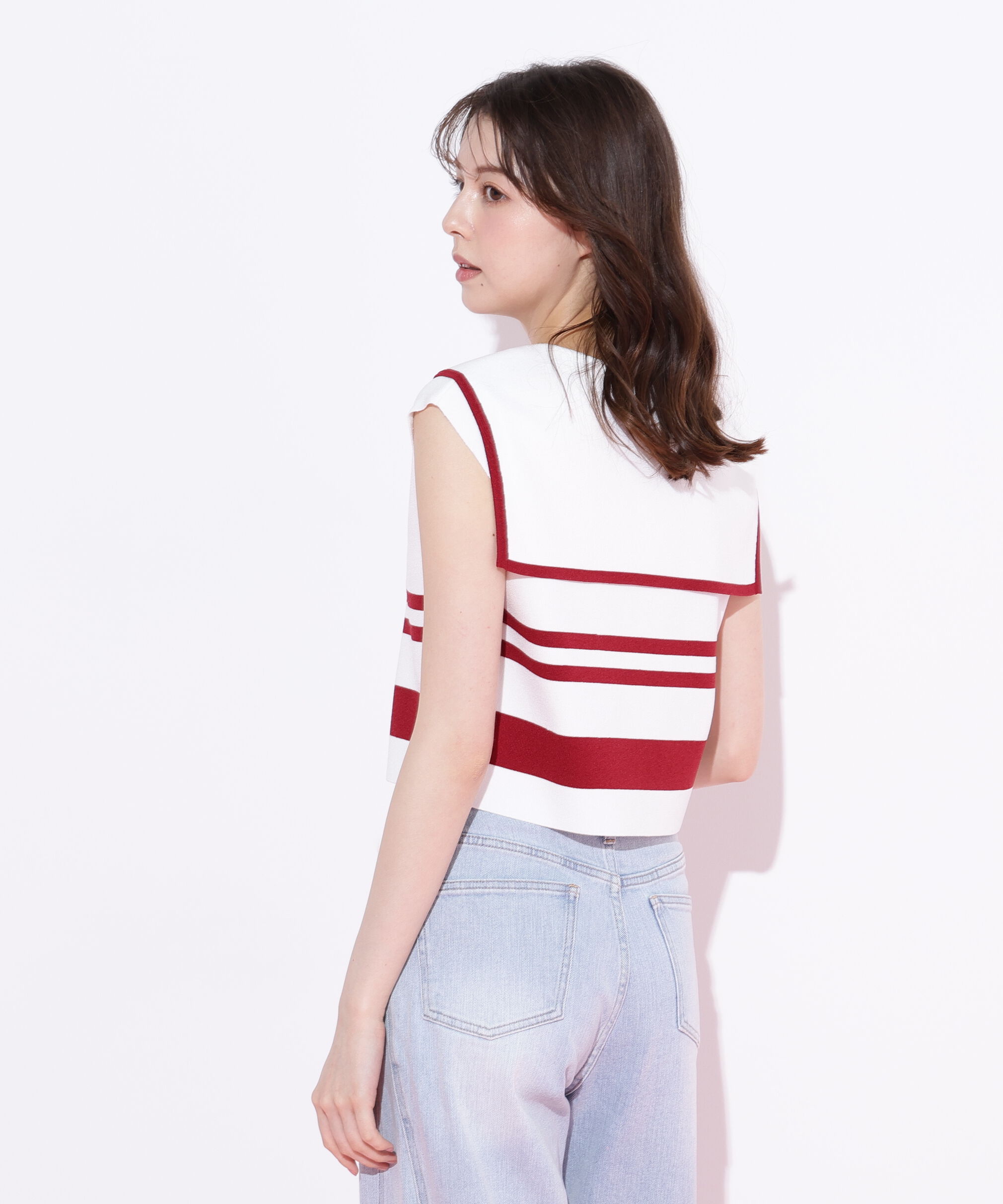  「ビッグカラー配色ニット」|ニット・セーター|