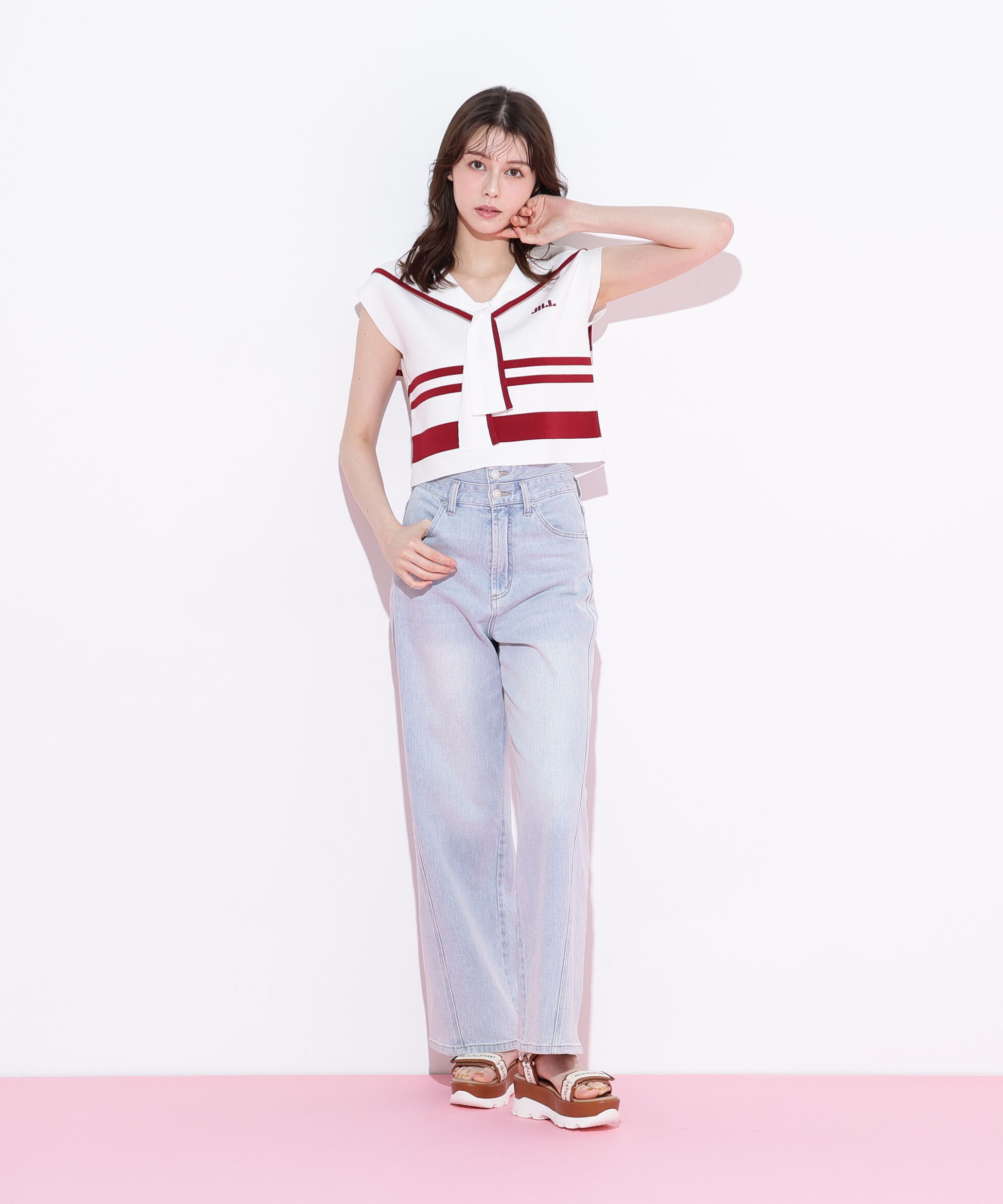  「ビッグカラー配色ニット」|ニット・セーター|