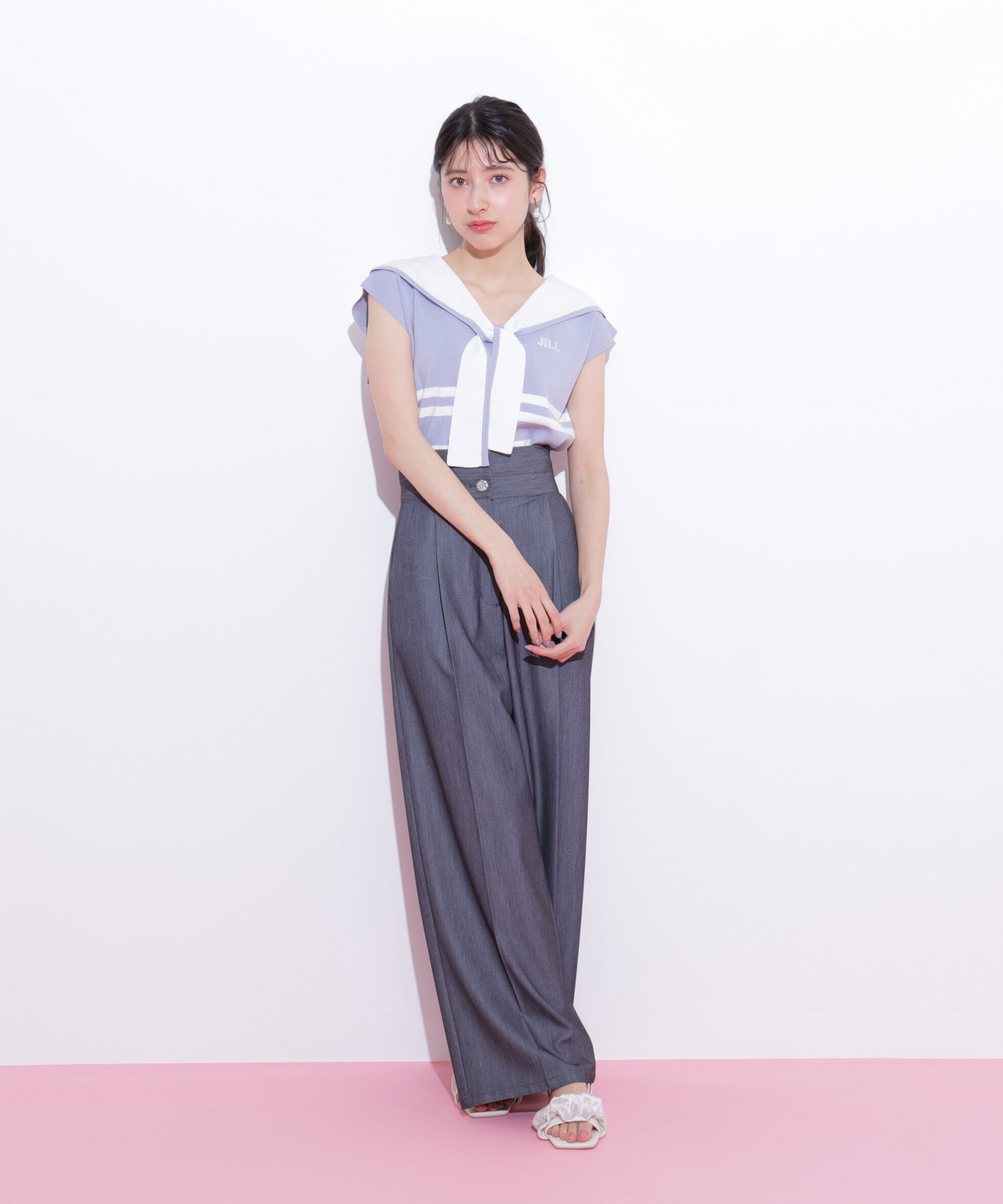  「ビッグカラー配色ニット」|ニット・セーター|