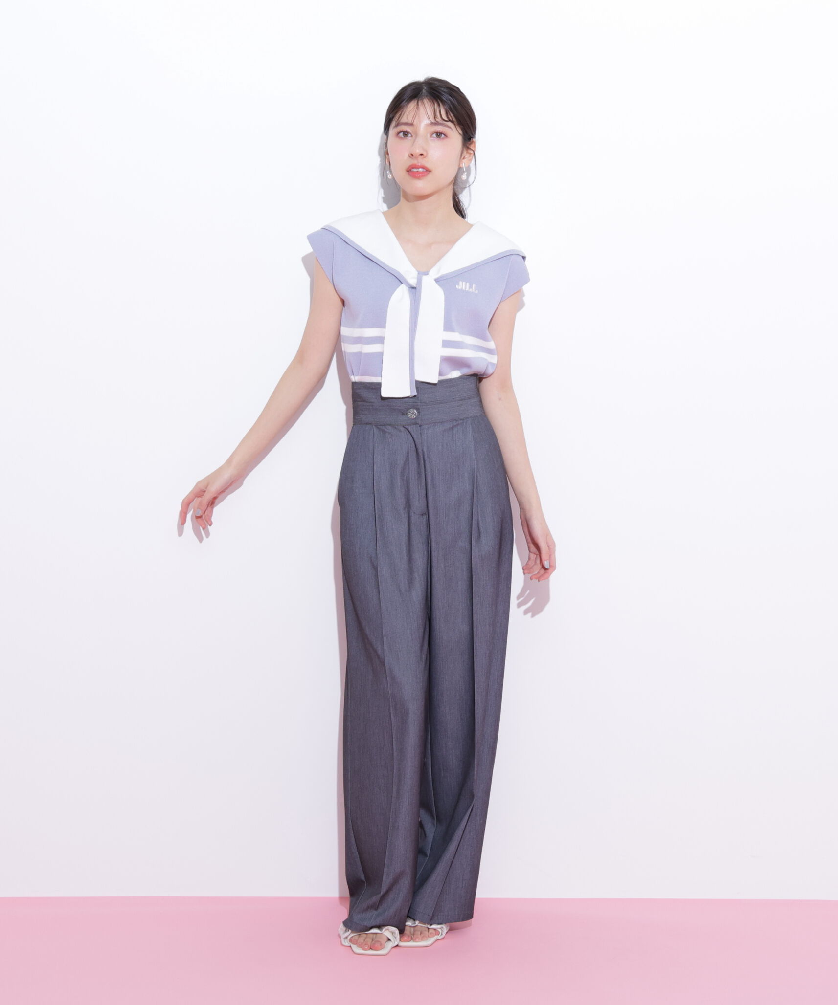  「ビッグカラー配色ニット」|ニット・セーター|