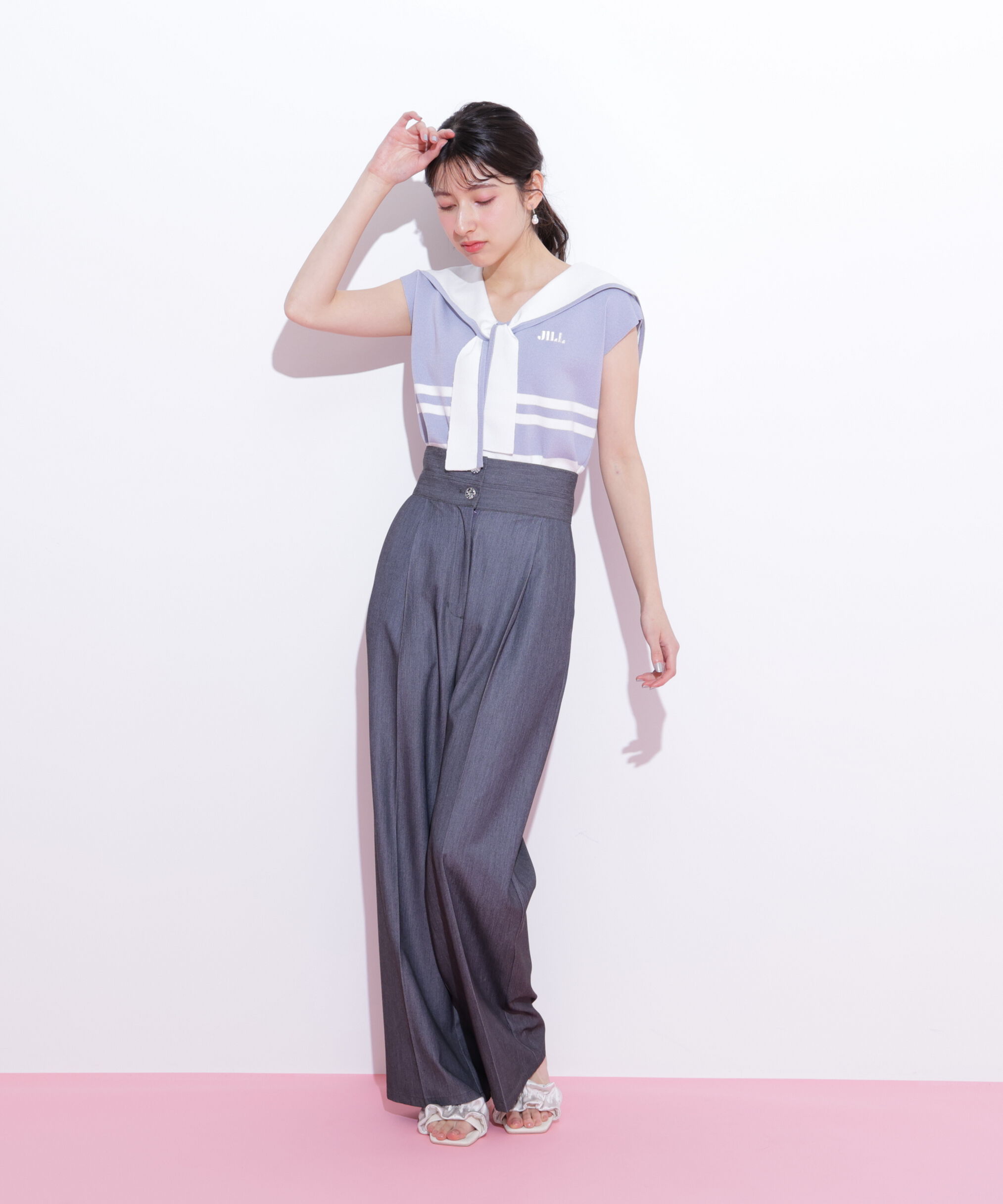  「ビッグカラー配色ニット」|ニット・セーター|