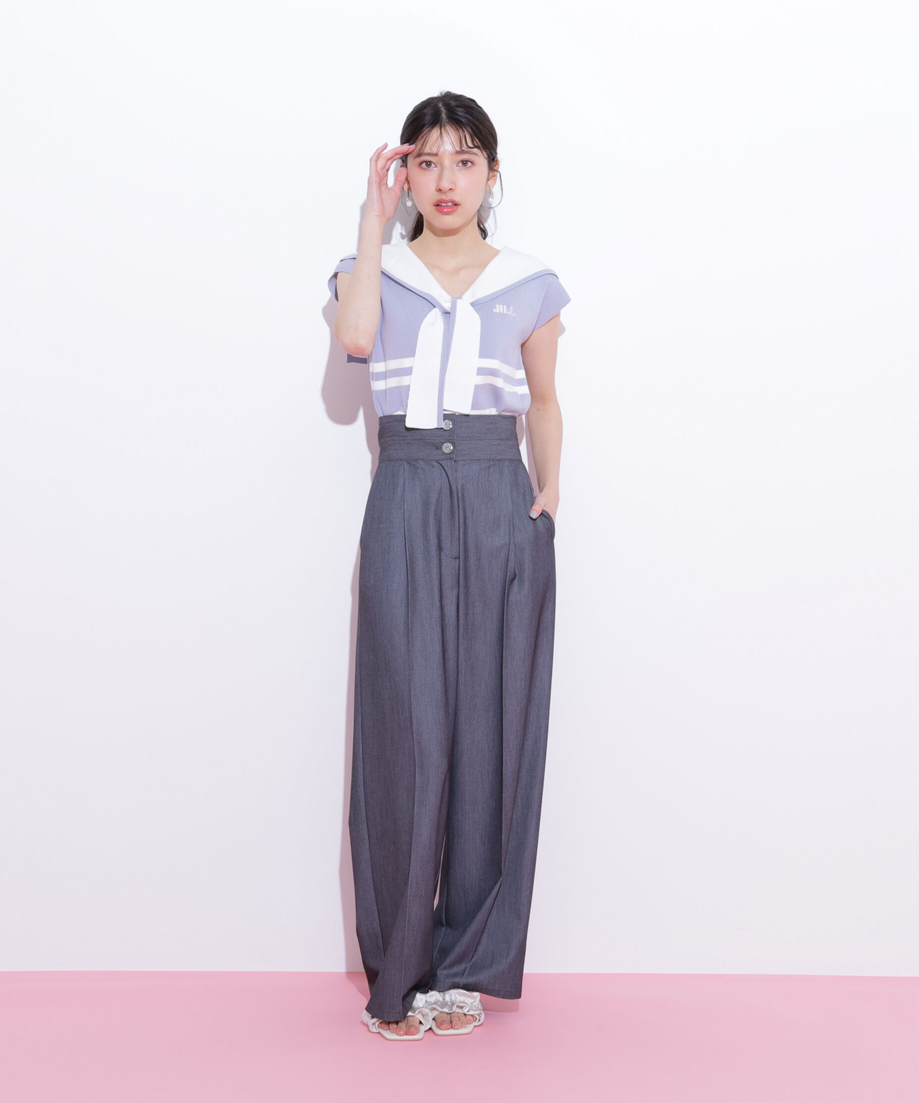  「ビッグカラー配色ニット」|ニット・セーター|