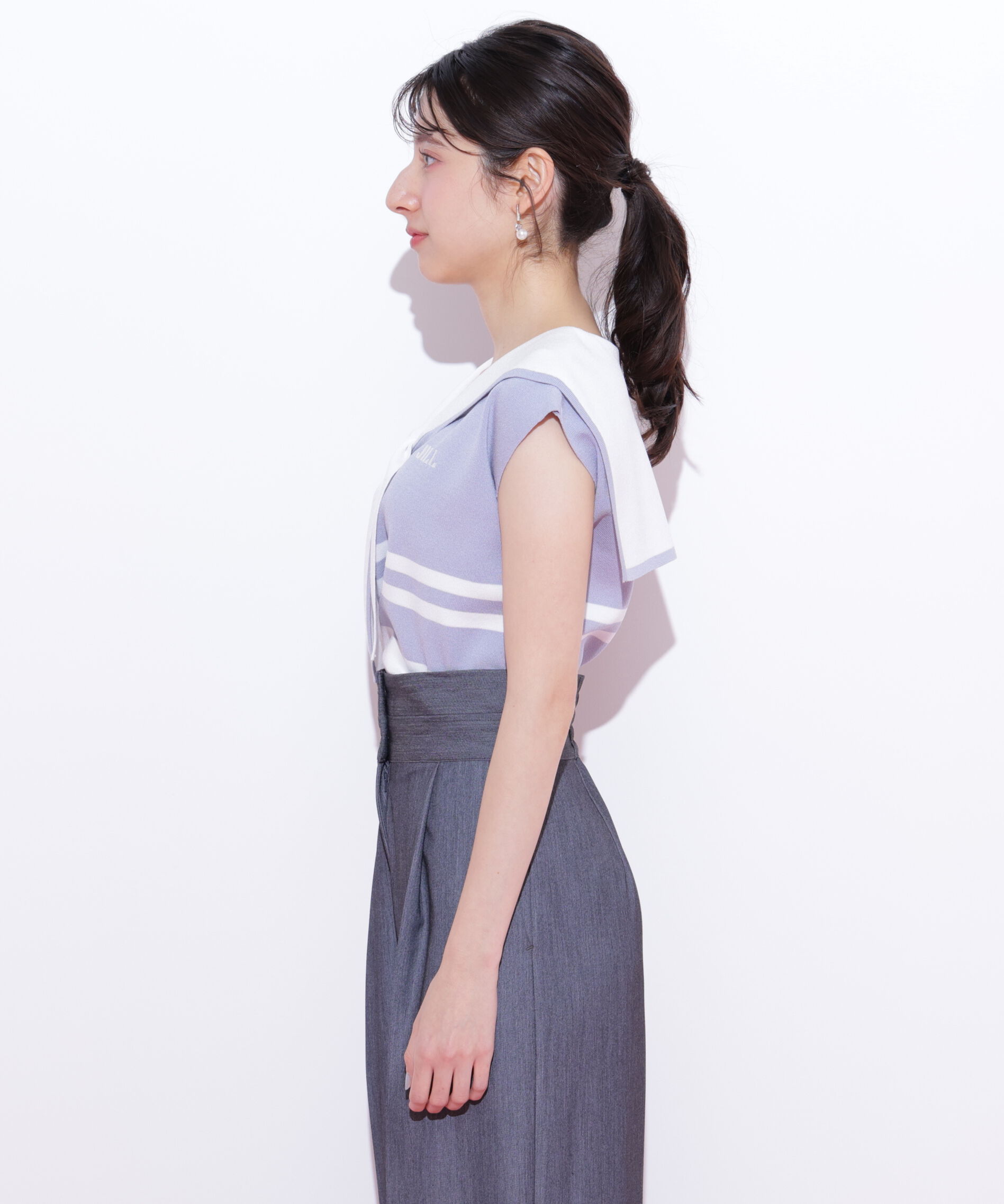  「ビッグカラー配色ニット」|ニット・セーター|