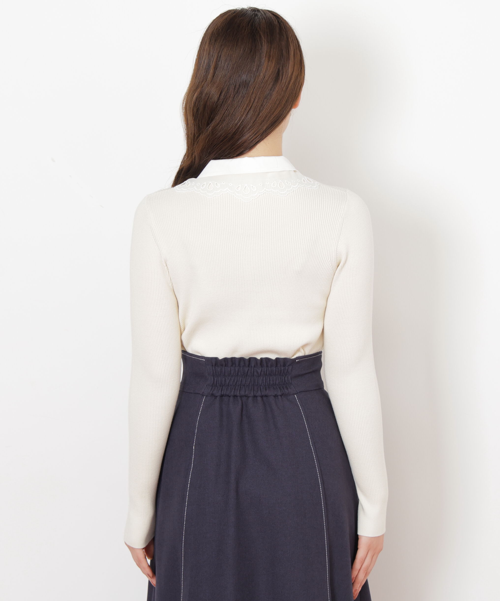  「レース衿レイヤードニット」|ニット・セーター|