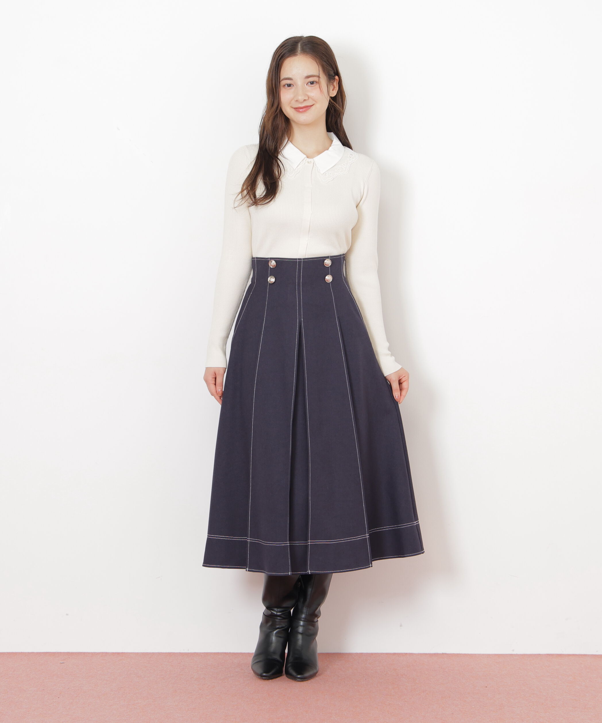  「レース衿レイヤードニット」|ニット・セーター|