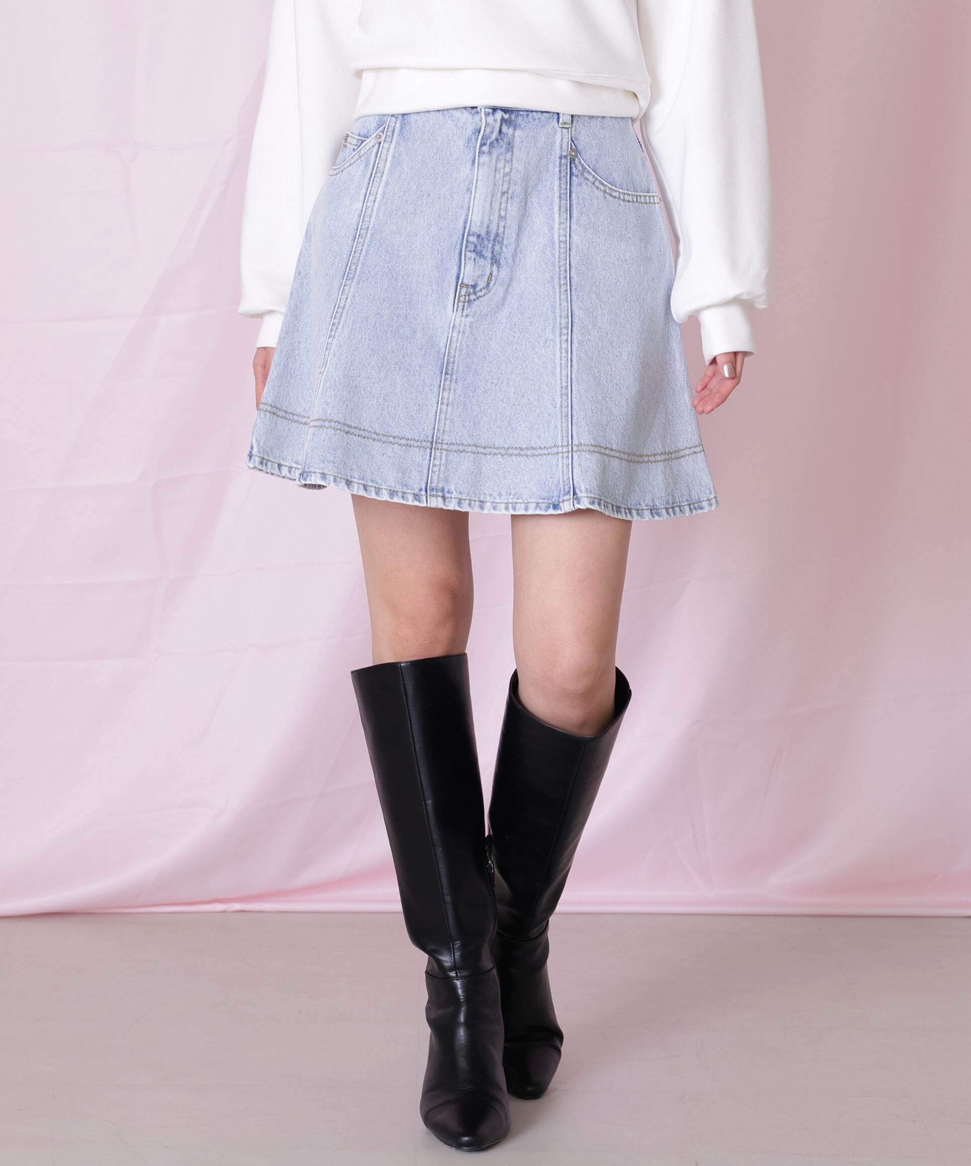  「ハートボタンフレアミニスカート」|スカート|